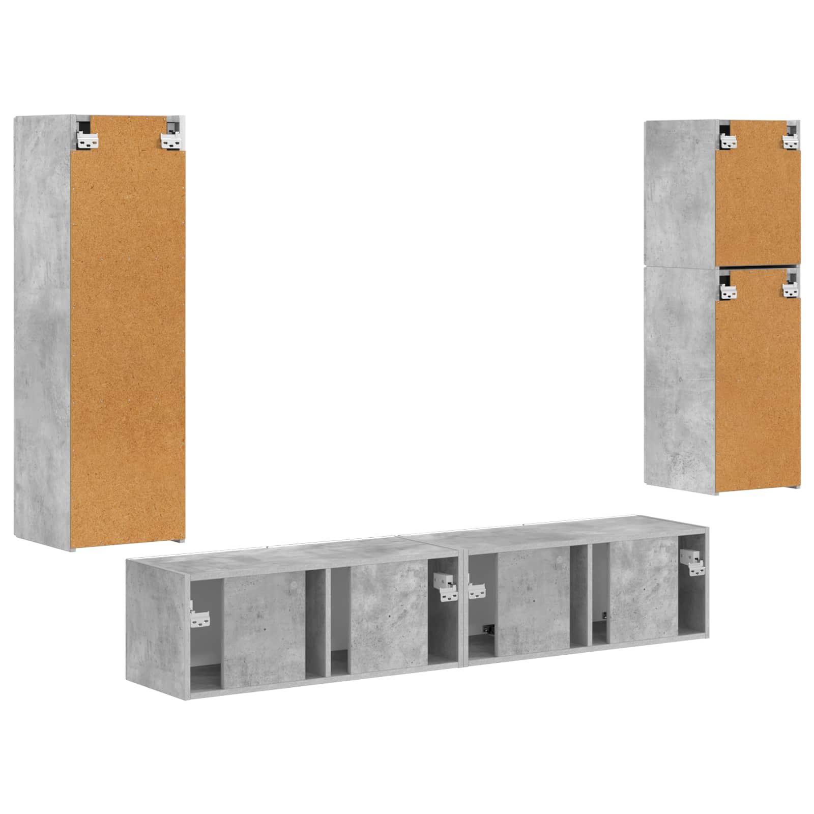 Set TV komoda Zidne 4 pcs Betonski sivi Konstruirano drvo