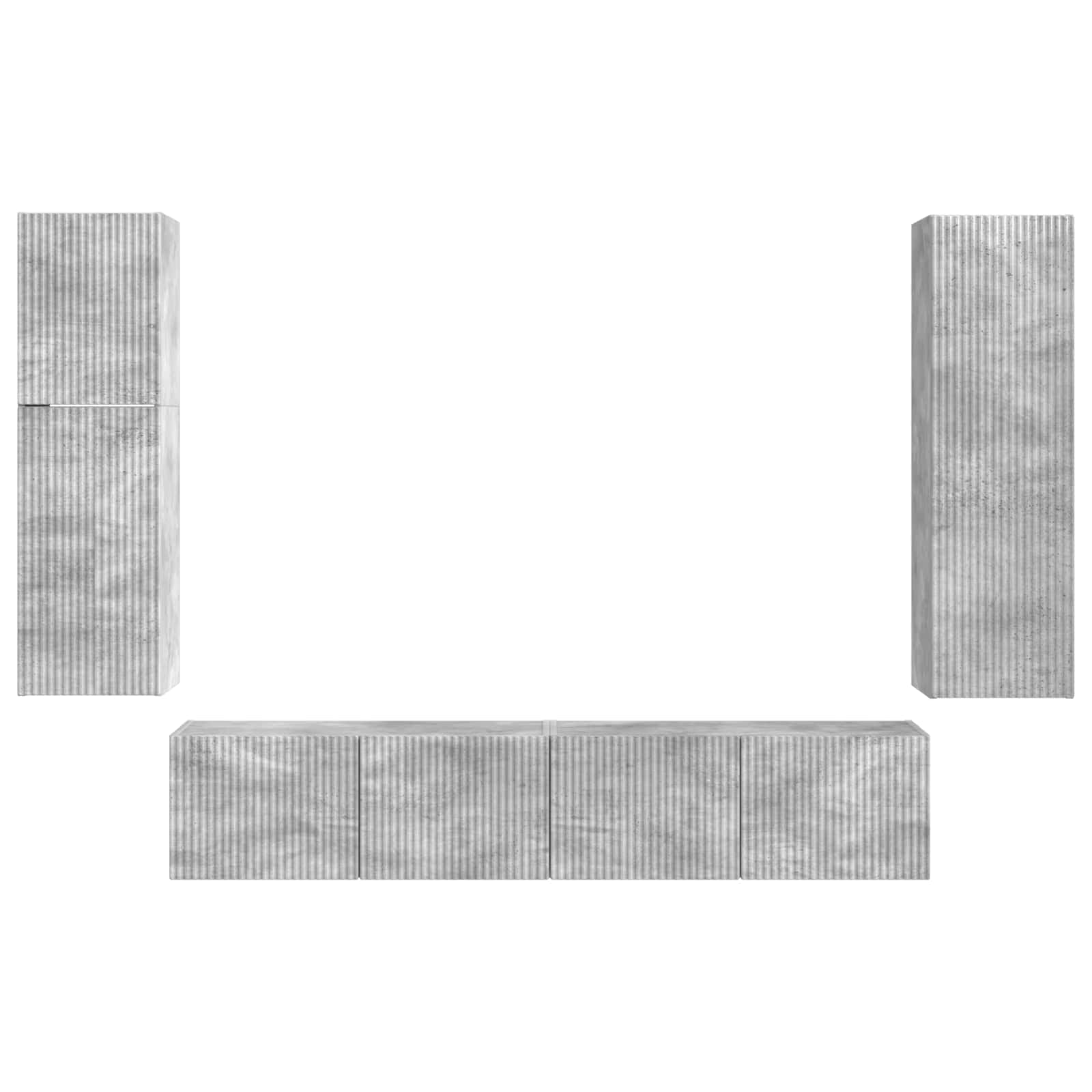 Set TV komoda Zidne 4 pcs Betonski sivi Konstruirano drvo