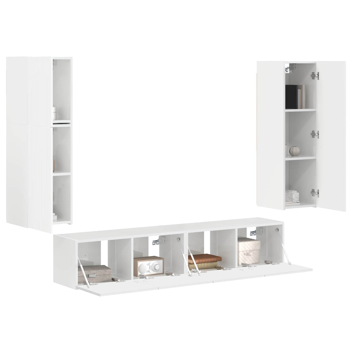 Set TV komoda Zidne 4 pcs Visoki sjaj bijela Konstruirano drvo