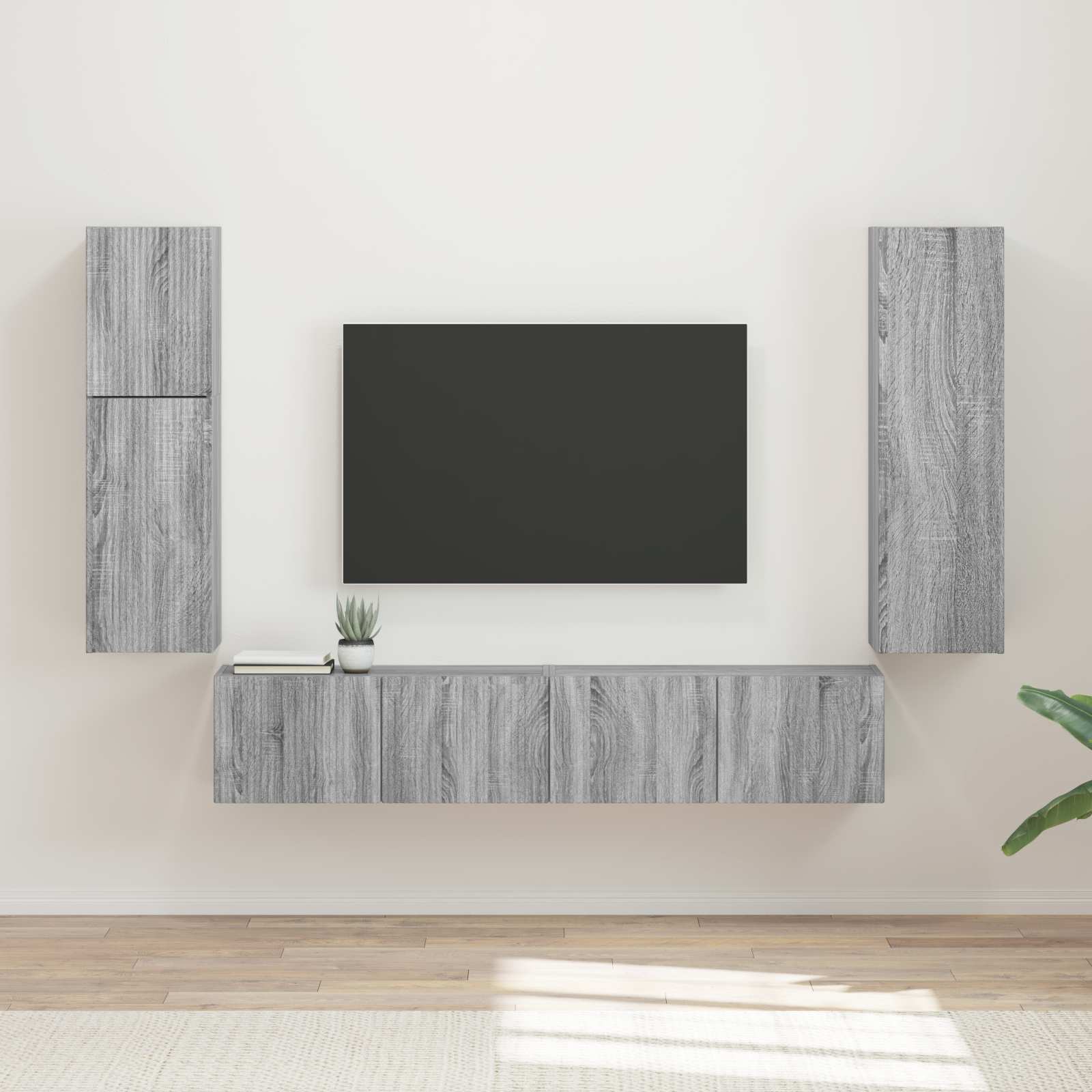 Set TV komoda Zidne 4 pcs Siva Sonoma Konstruirano drvo