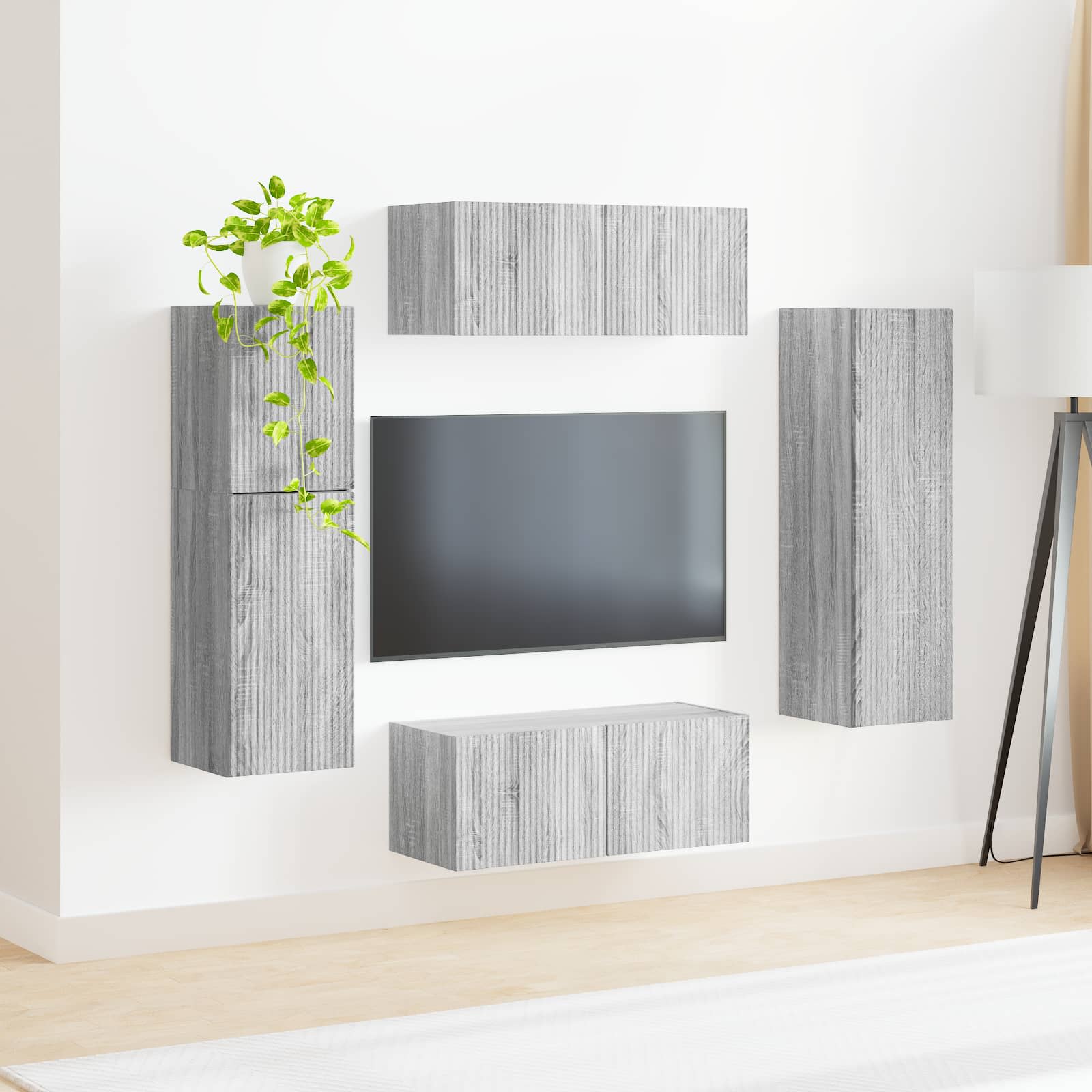 Set TV komoda Zidne 4 pcs Siva Sonoma Konstruirano drvo