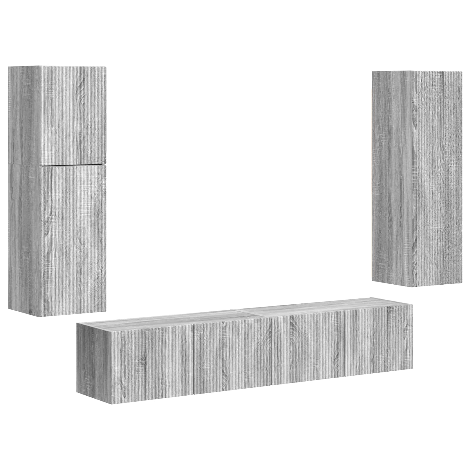 Set TV komoda Zidne 4 pcs Siva Sonoma Konstruirano drvo