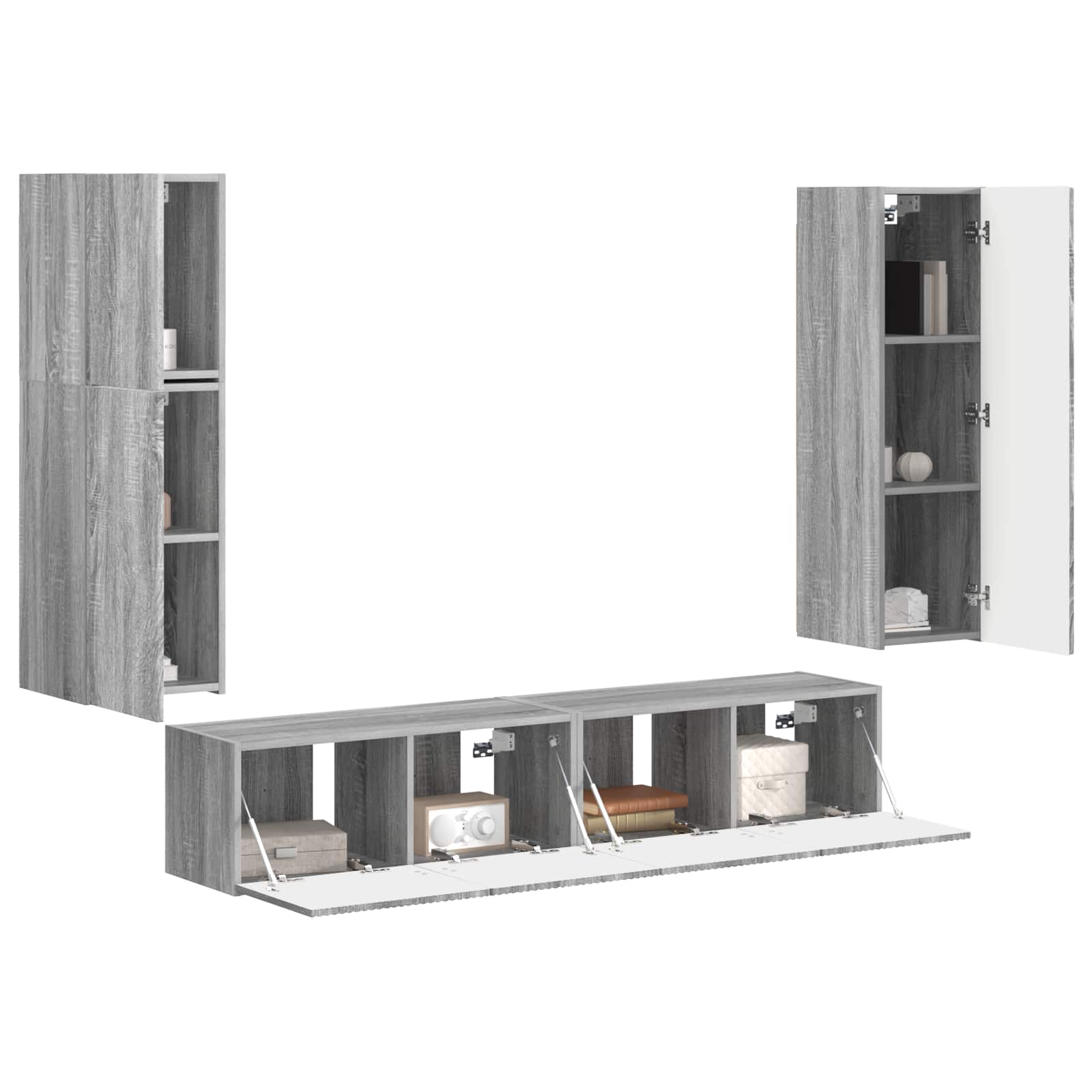 Set TV komoda Zidne 4 pcs Siva Sonoma Konstruirano drvo