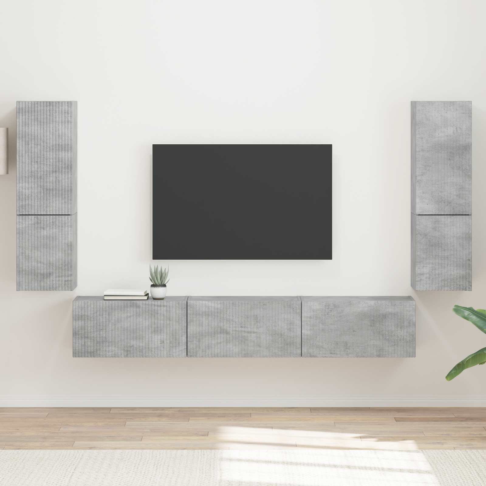 Set TV komoda Zidne 4 pcs Betonski sivi Konstruirano drvo
