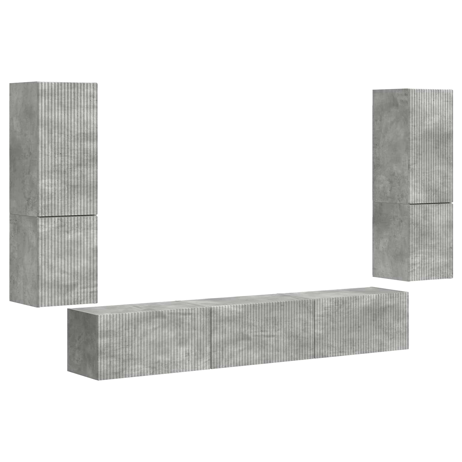 Set TV komoda Zidne 4 pcs Betonski sivi Konstruirano drvo
