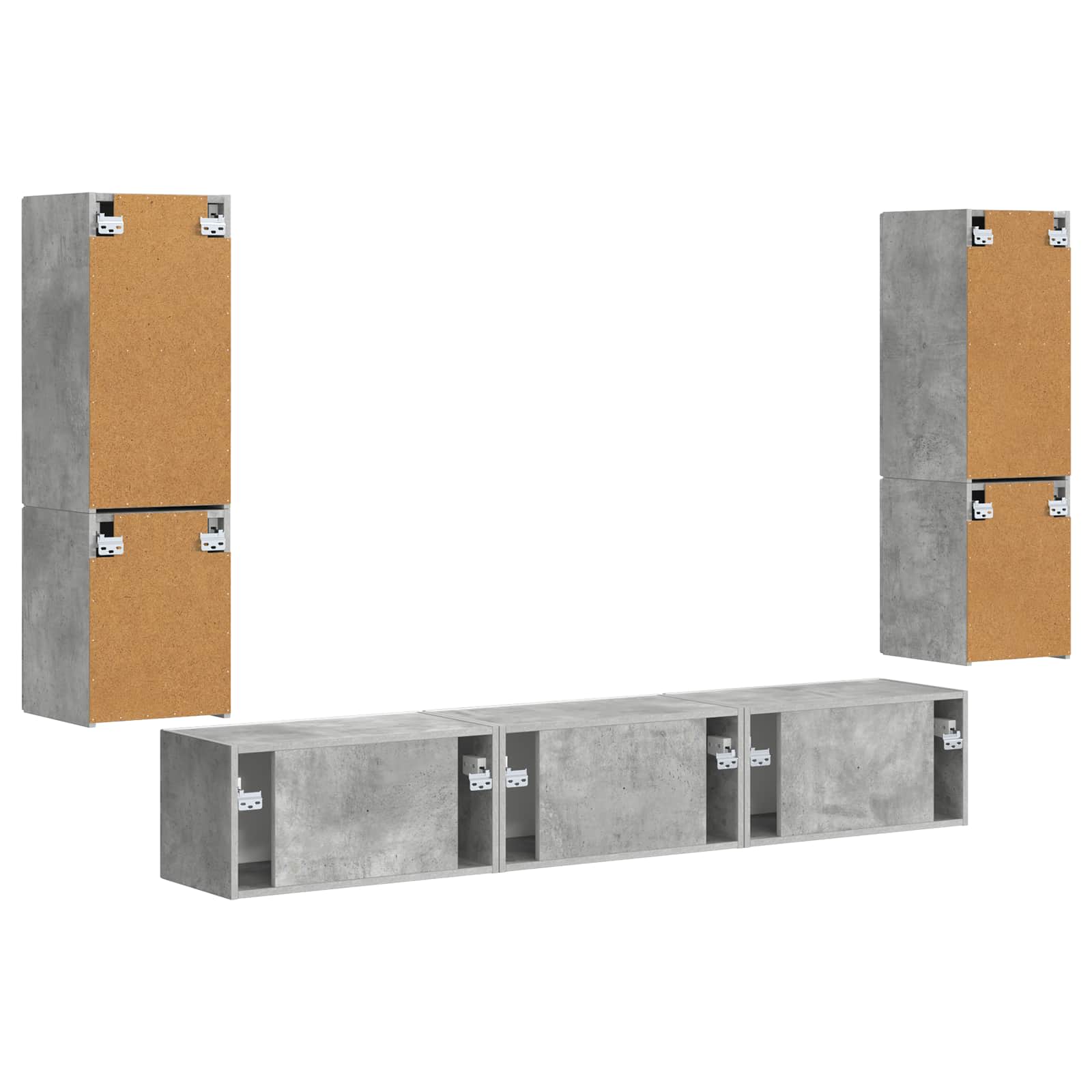 Set TV komoda Zidne 4 pcs Betonski sivi Konstruirano drvo