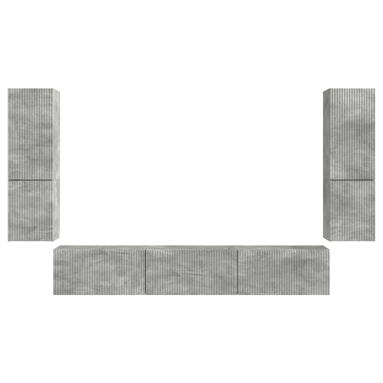 Set TV komoda Zidne 4 pcs Betonski sivi Konstruirano drvo