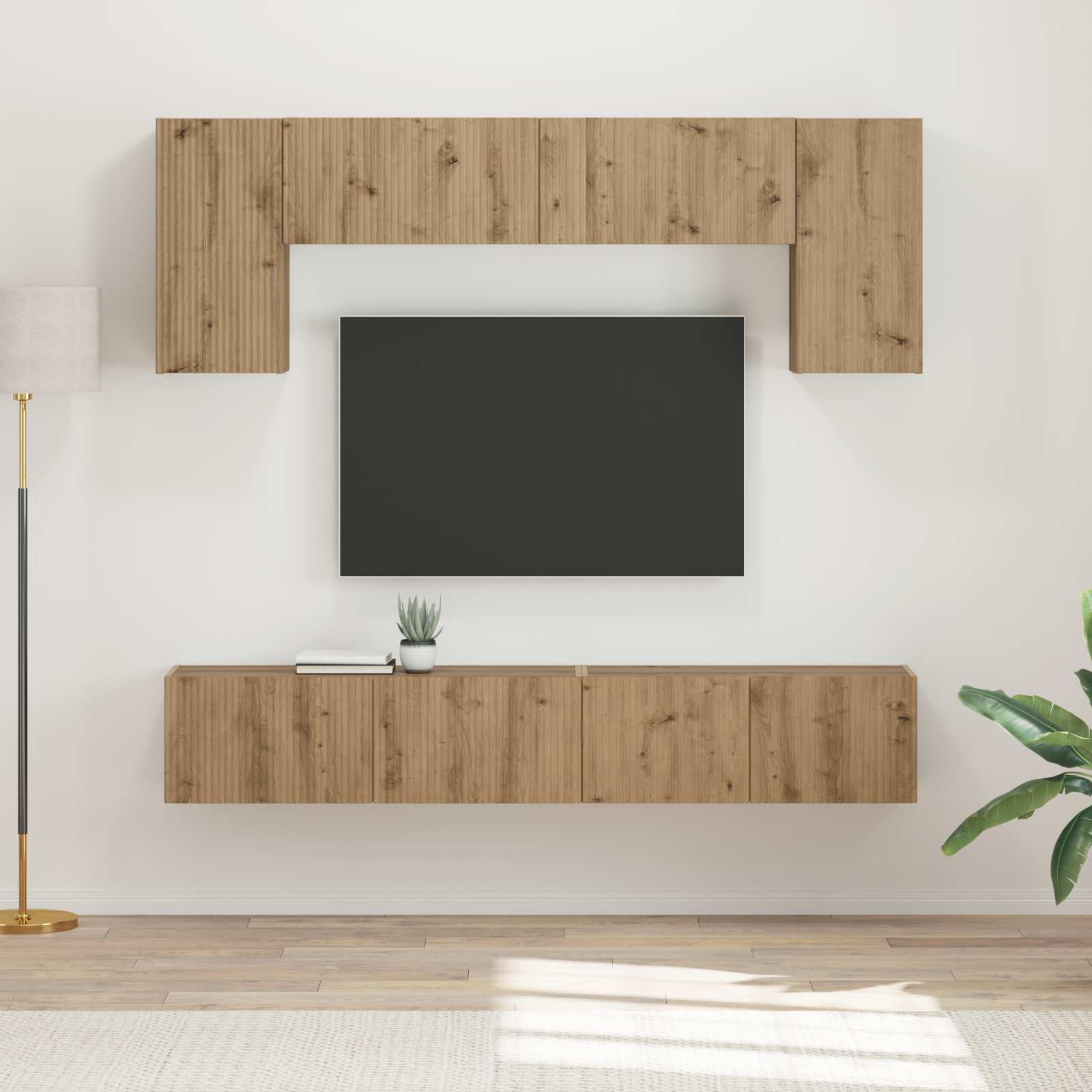Set TV komoda Zidne 5 pcs Sonoma hrast Konstruirano drvo