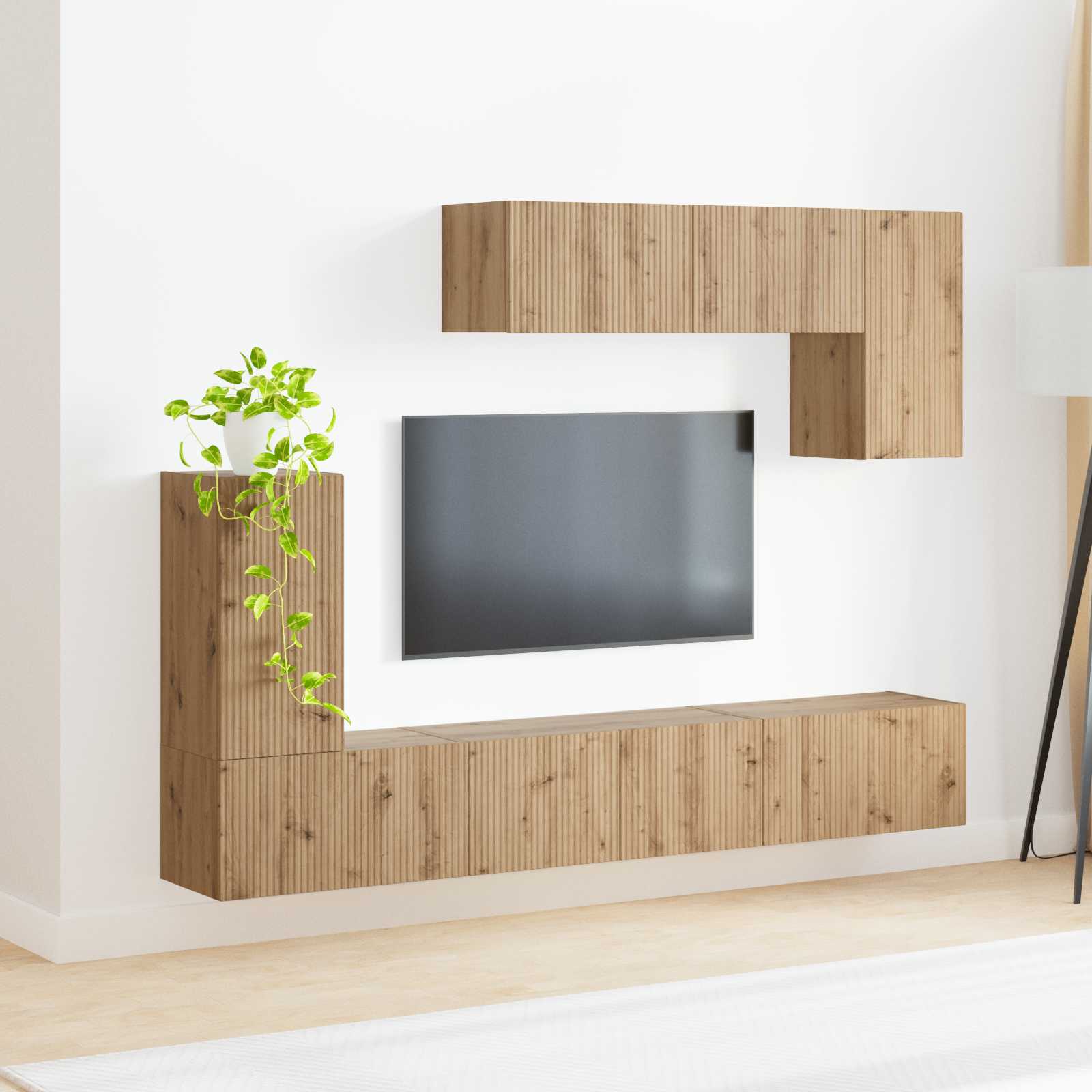 Set TV komoda Zidne 5 pcs Sonoma hrast Konstruirano drvo