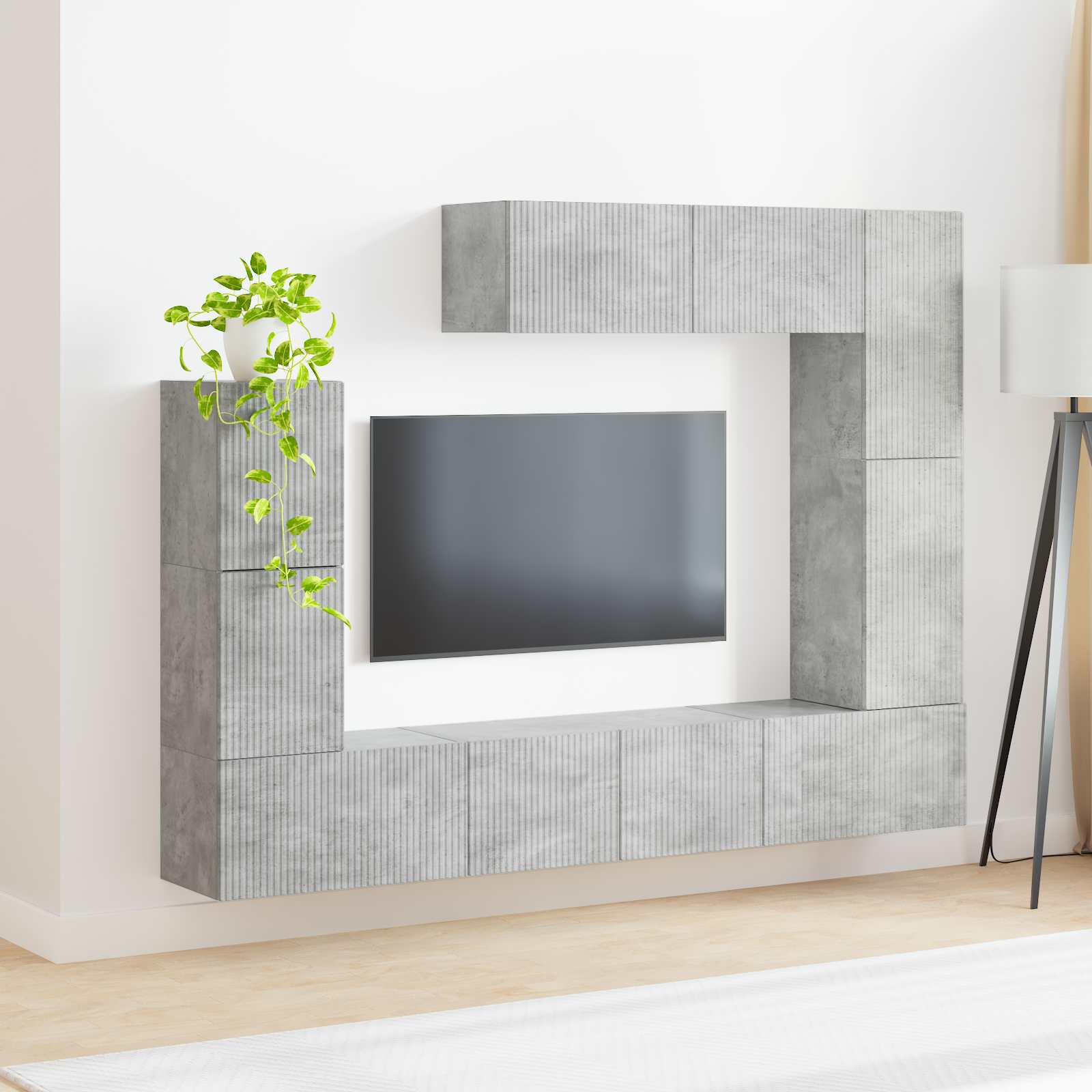 Set TV komoda Zidne 5 pcs Betonski sivi Konstruirano drvo