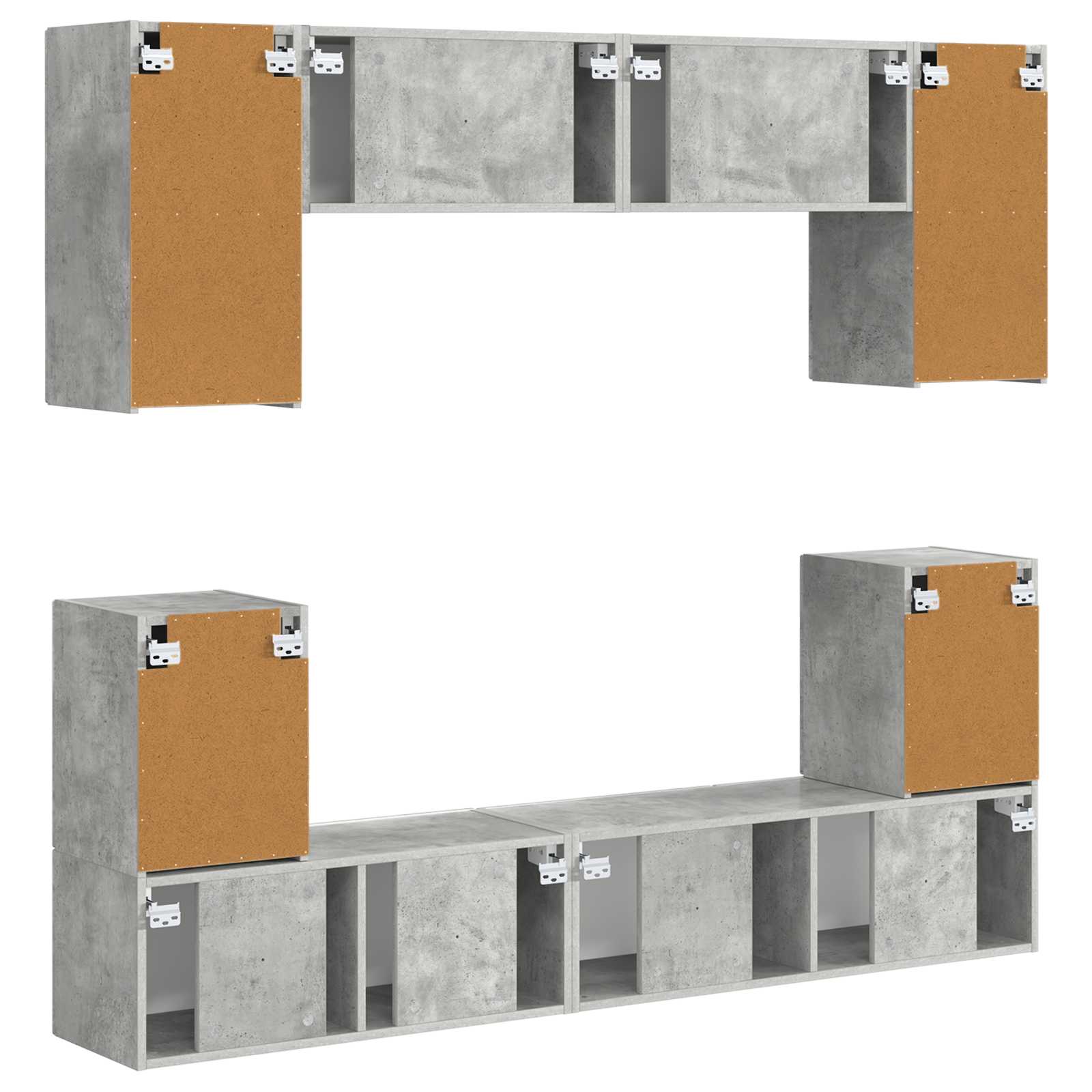 Set TV komoda Zidne 5 pcs Betonski sivi Konstruirano drvo