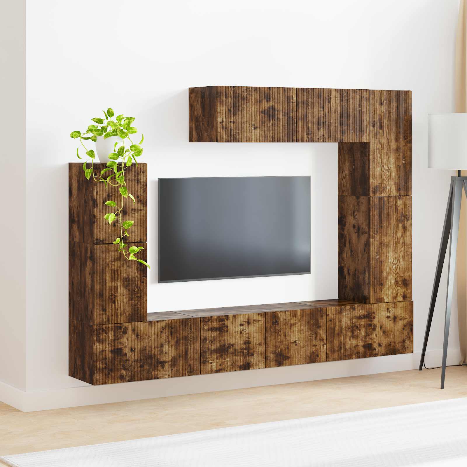 Set TV komoda Zidne 5 pcs Dimljeni hrast Konstruirano drvo