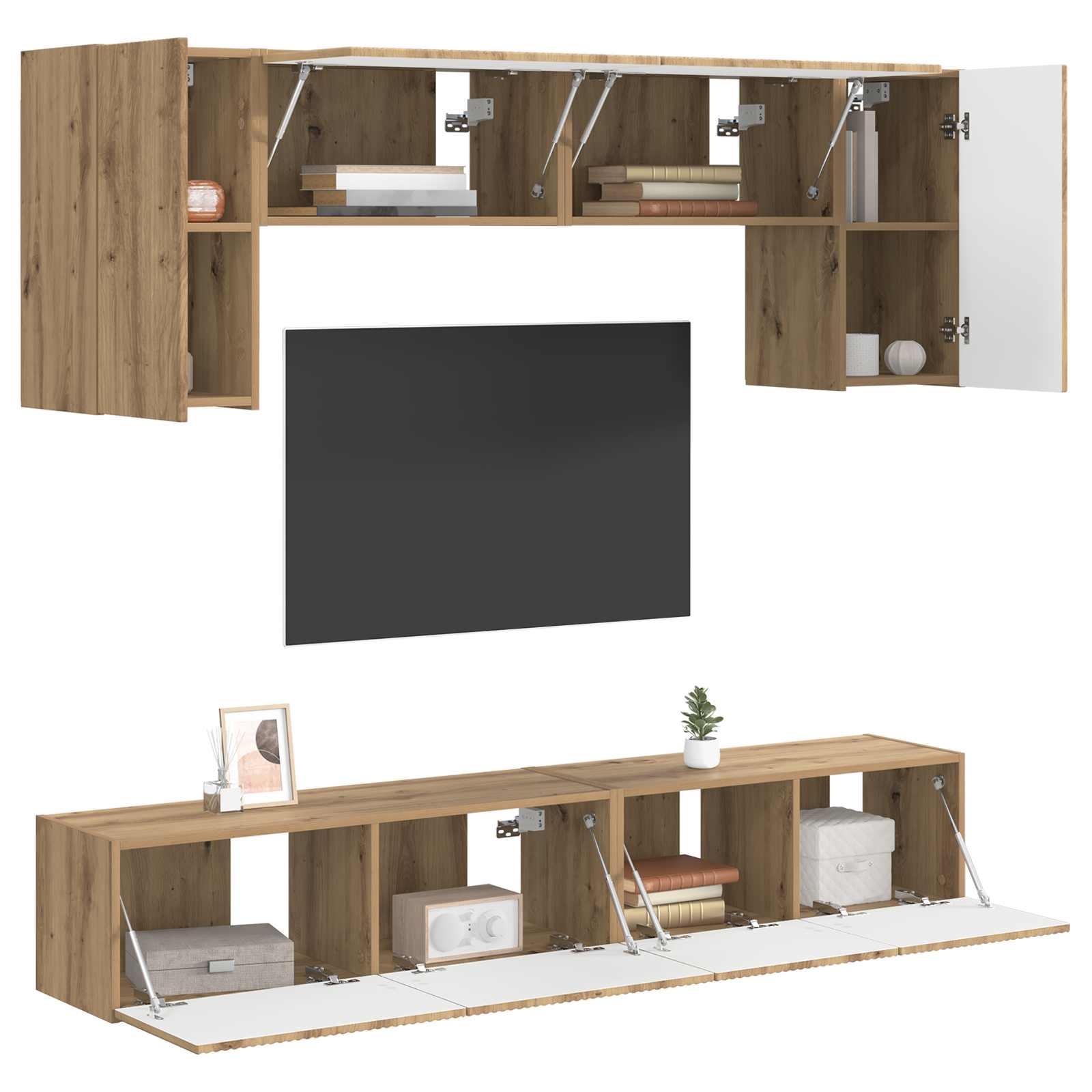 Set TV komoda Zidne 5 pcs Dimljeni hrast Konstruirano drvo