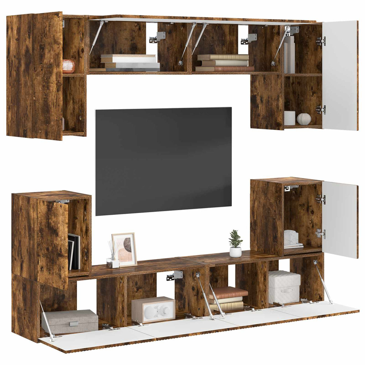 Set TV komoda Zidne 5 pcs Dimljeni hrast Konstruirano drvo