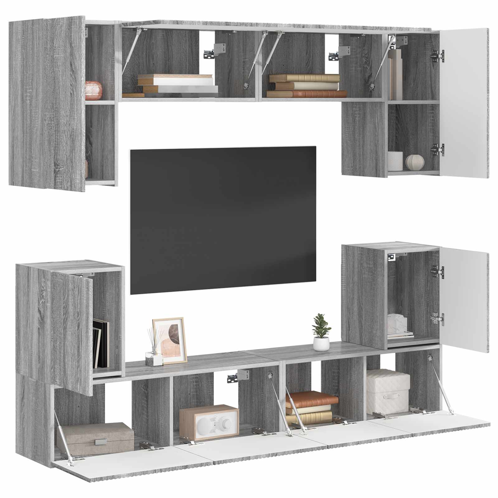 Set TV komoda Zidne 5 pcs Siva Sonoma Konstruirano drvo
