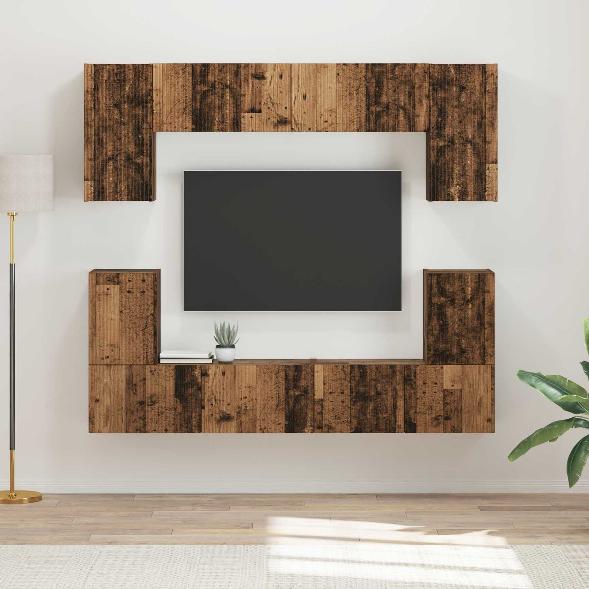 Set TV komoda Zidne 5 pcs Staro drvo Konstruirano drvo