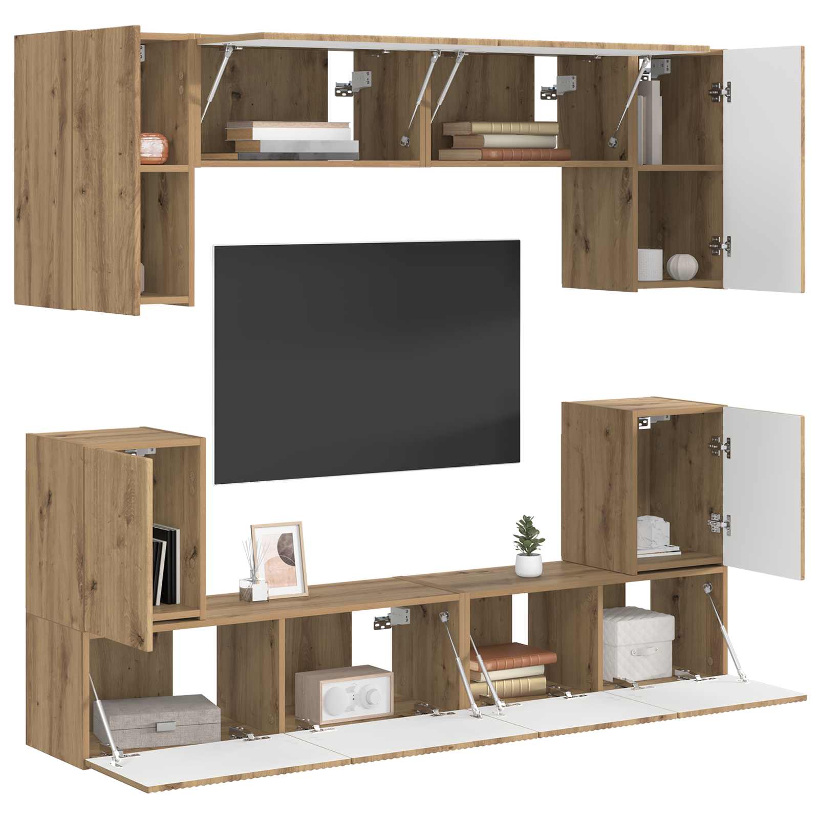 Set TV komoda 5 pcs Umjetnički hrast Konstruirano drvo
