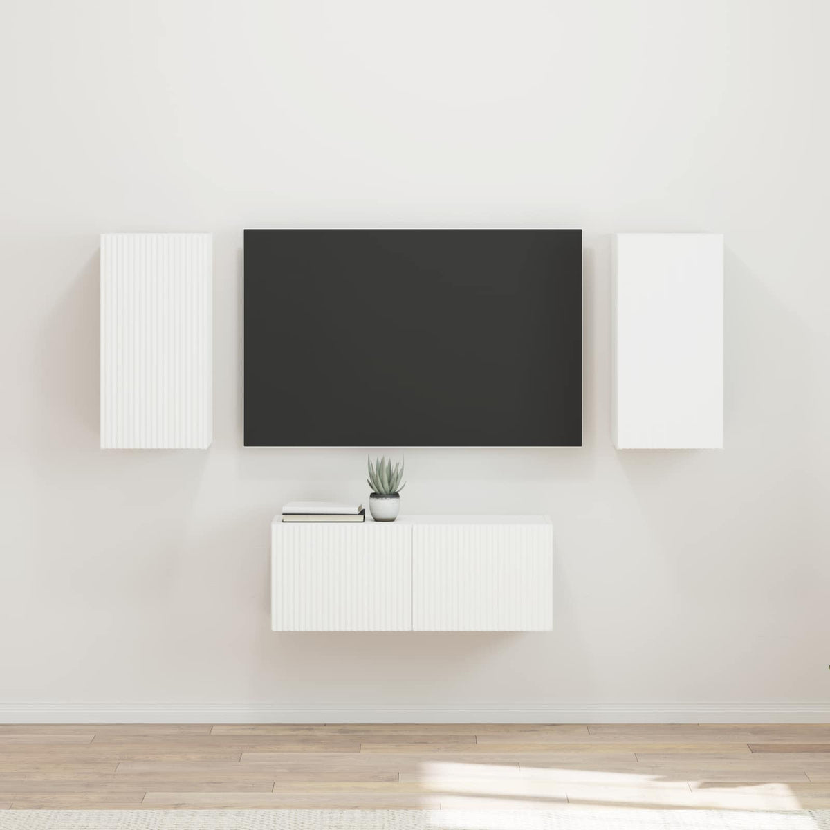 Set TV komoda Zidne 6 pcs Bijelo Konstruirano drvo