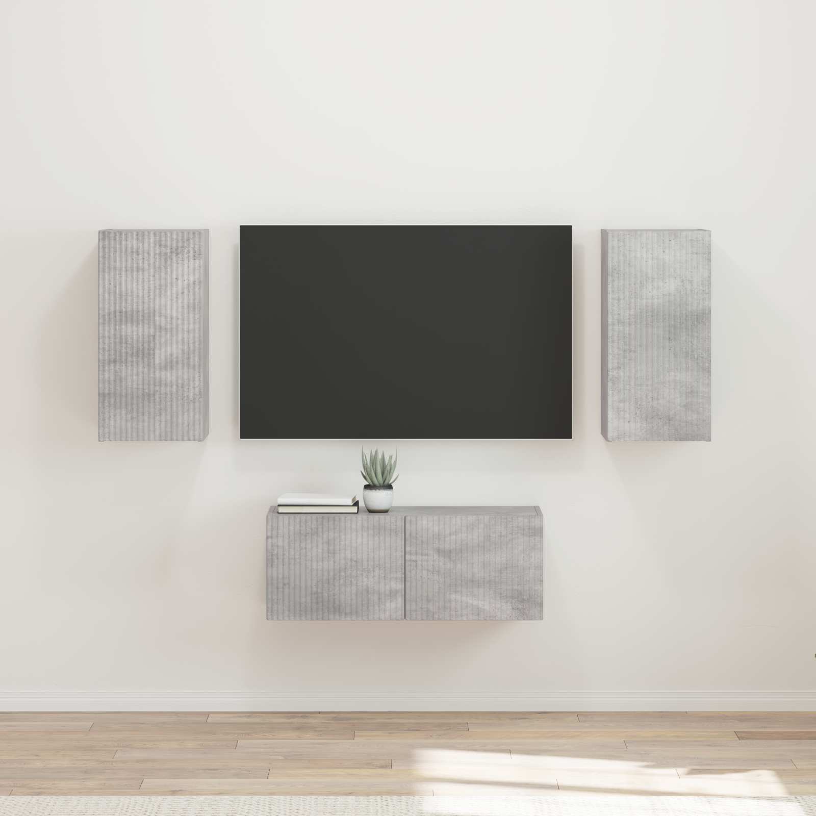 Set TV komoda Zidne 6 pcs Betonski sivi Konstruirano drvo