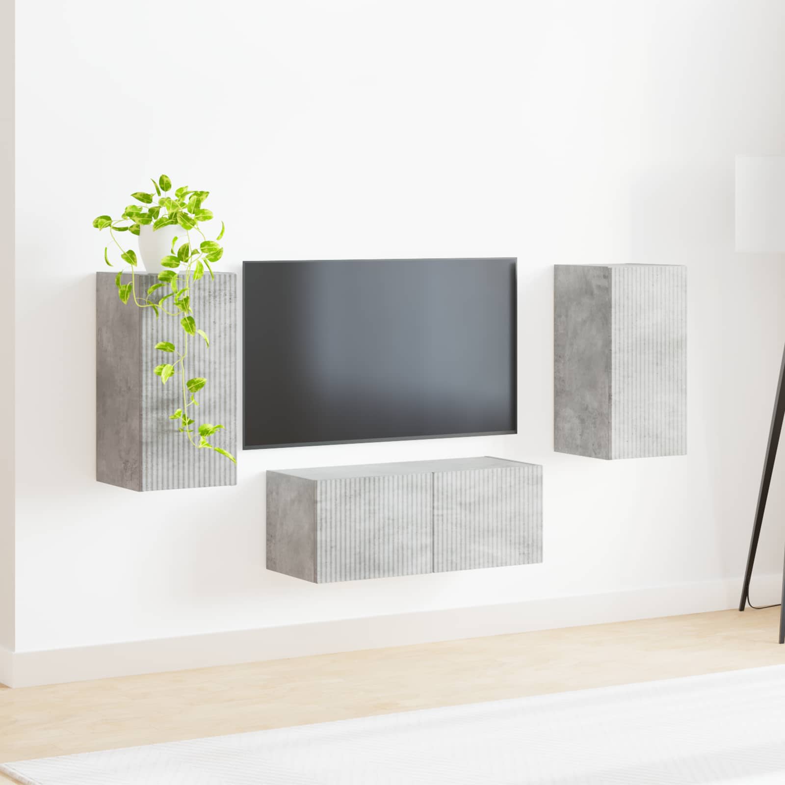 Set TV komoda Zidne 6 pcs Betonski sivi Konstruirano drvo