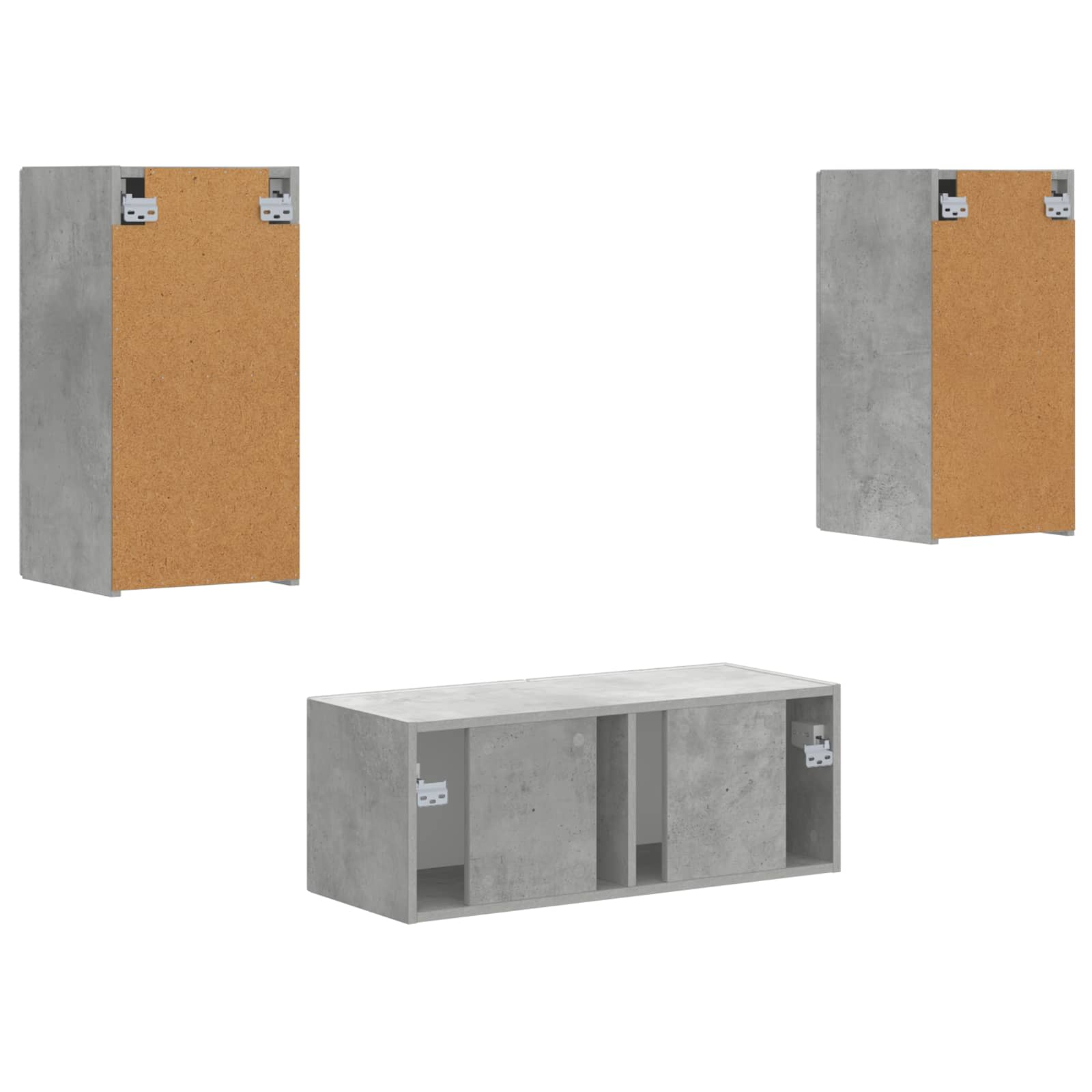 Set TV komoda Zidne 6 pcs Betonski sivi Konstruirano drvo