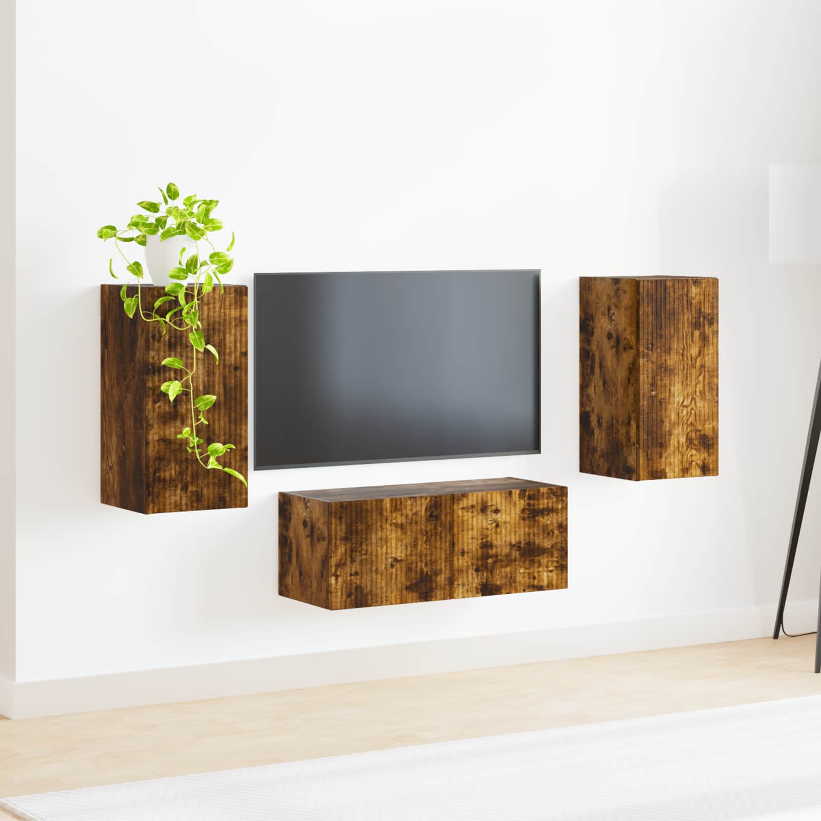 Set TV komoda Zidne 6 pcs Dimljeni hrast Konstruirano drvo