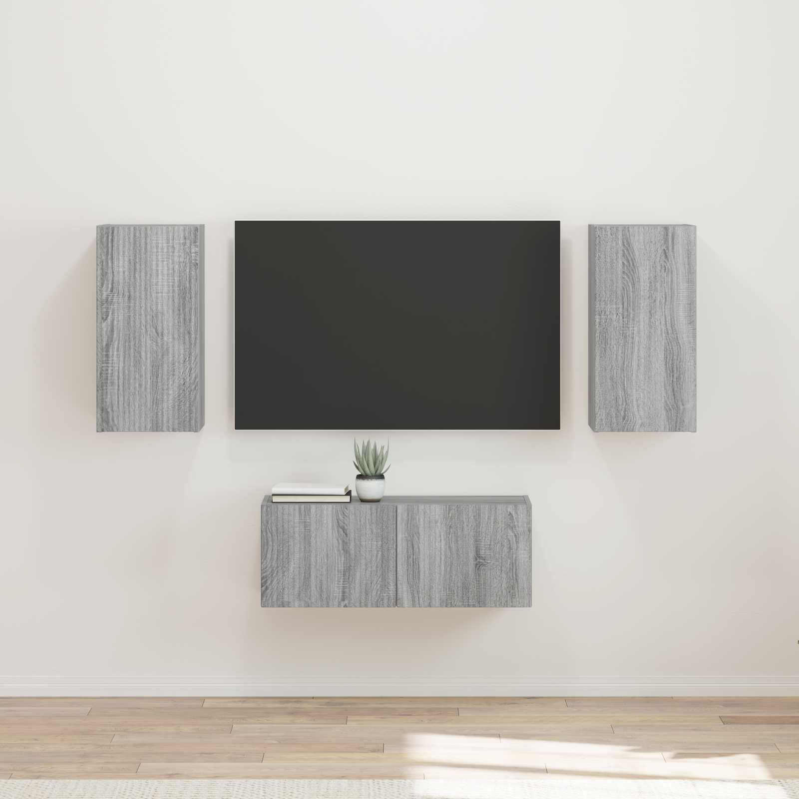 Set TV komoda Zidne 6 pcs Siva Sonoma Konstruirano drvo