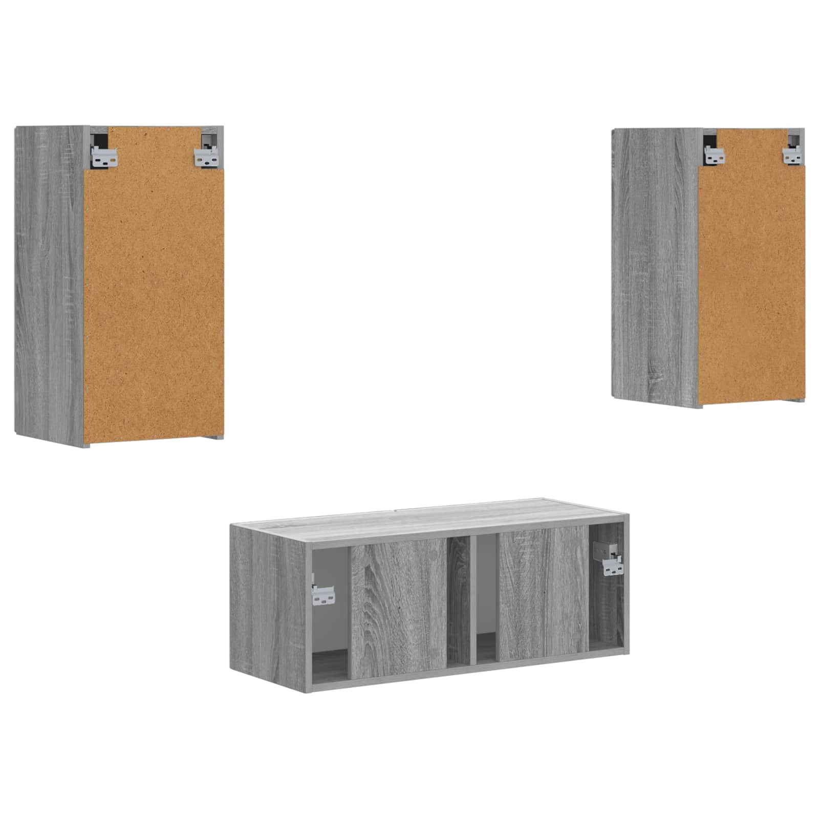 Set TV komoda Zidne 6 pcs Siva Sonoma Konstruirano drvo