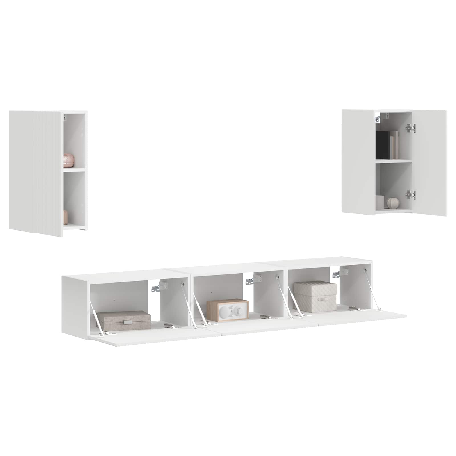 Set TV komoda Zidne 5 pcs Bijelo Konstruirano drvo