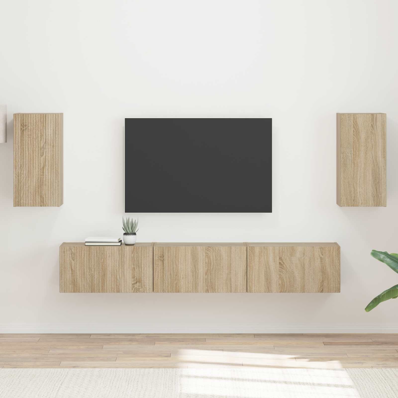 Set TV komoda Zidne 5 pcs Sonoma hrast Konstruirano drvo