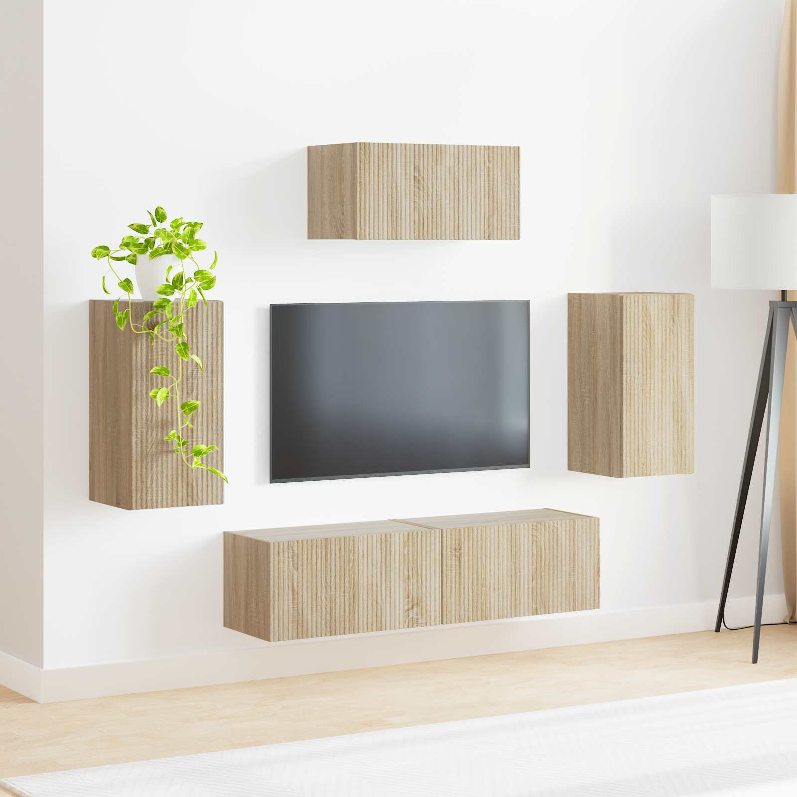 Set TV komoda Zidne 5 pcs Sonoma hrast Konstruirano drvo