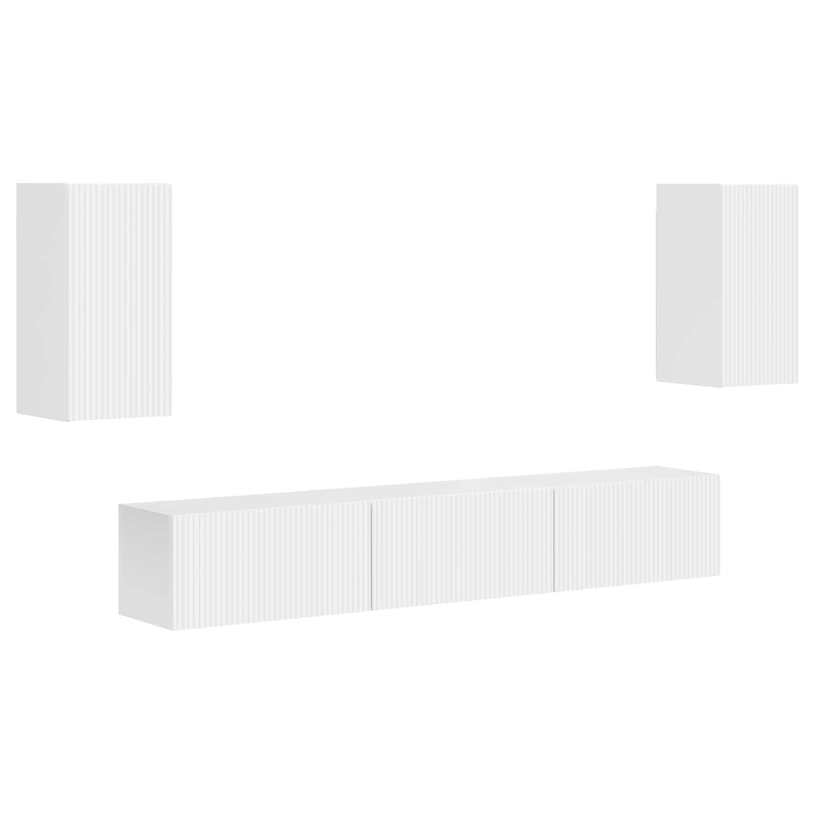 Set TV komoda Zidne 5 pcs Visoki sjaj bijela Konstruirano drvo