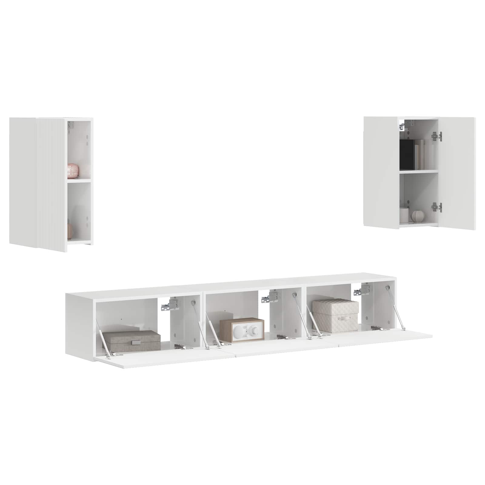 Set TV komoda Zidne 5 pcs Visoki sjaj bijela Konstruirano drvo