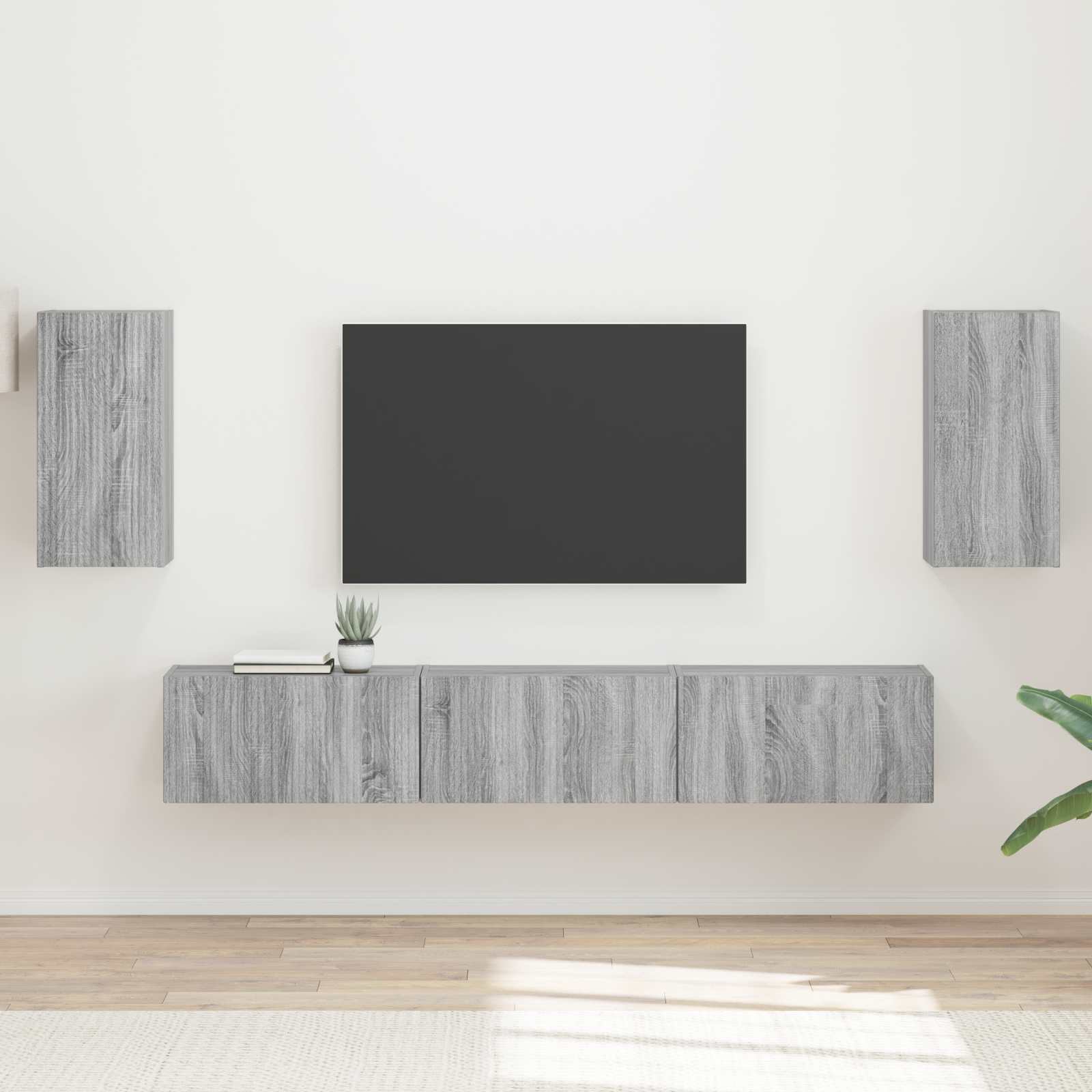 Set TV komoda Zidne 5 pcs Siva Sonoma Konstruirano drvo