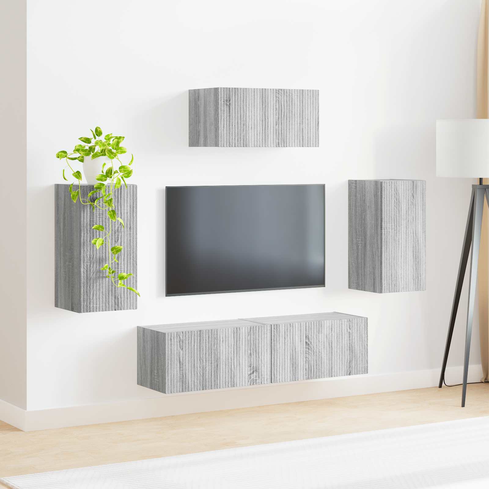 Set TV komoda Zidne 5 pcs Siva Sonoma Konstruirano drvo
