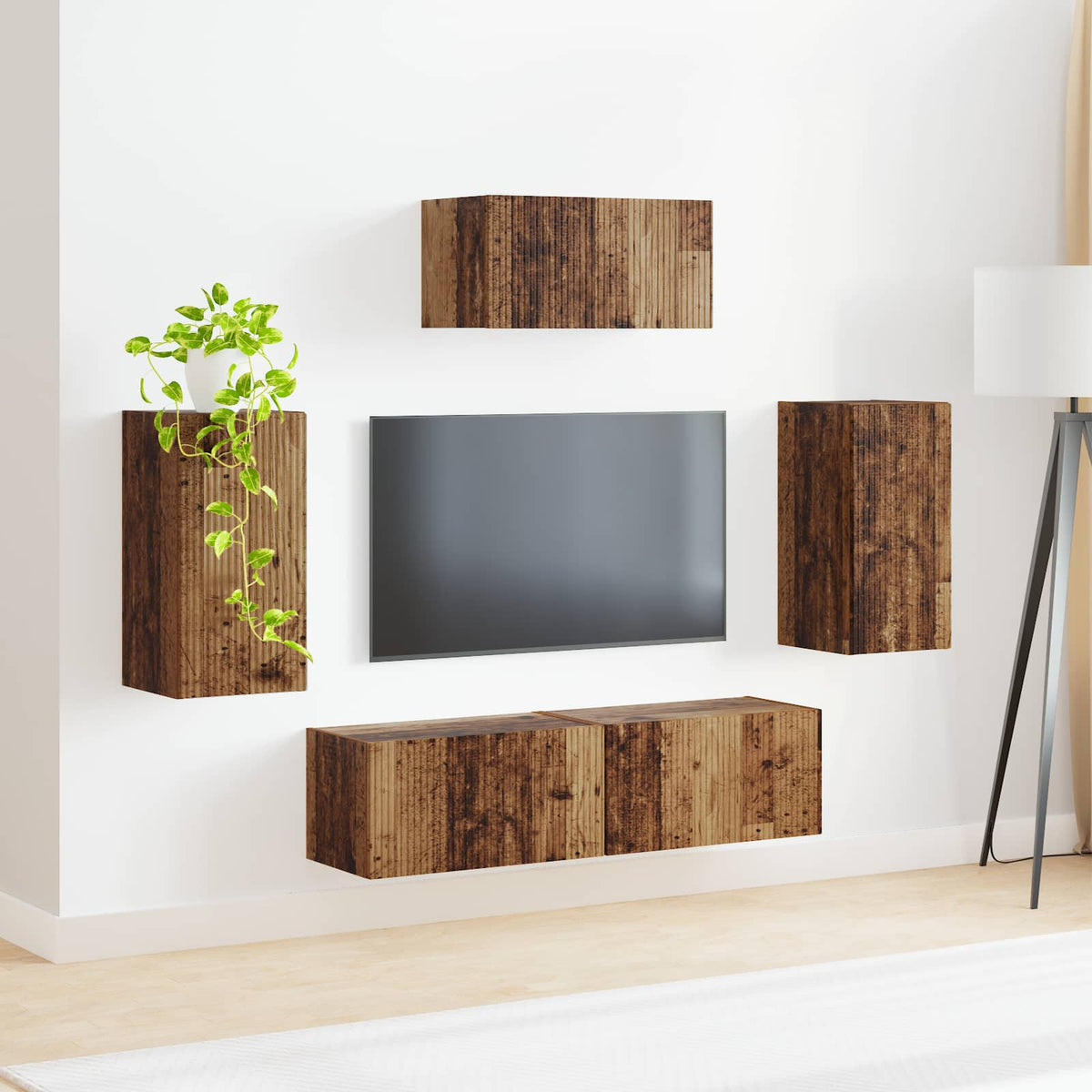 Set TV komoda Zidne 5 pcs Staro drvo Konstruirano drvo