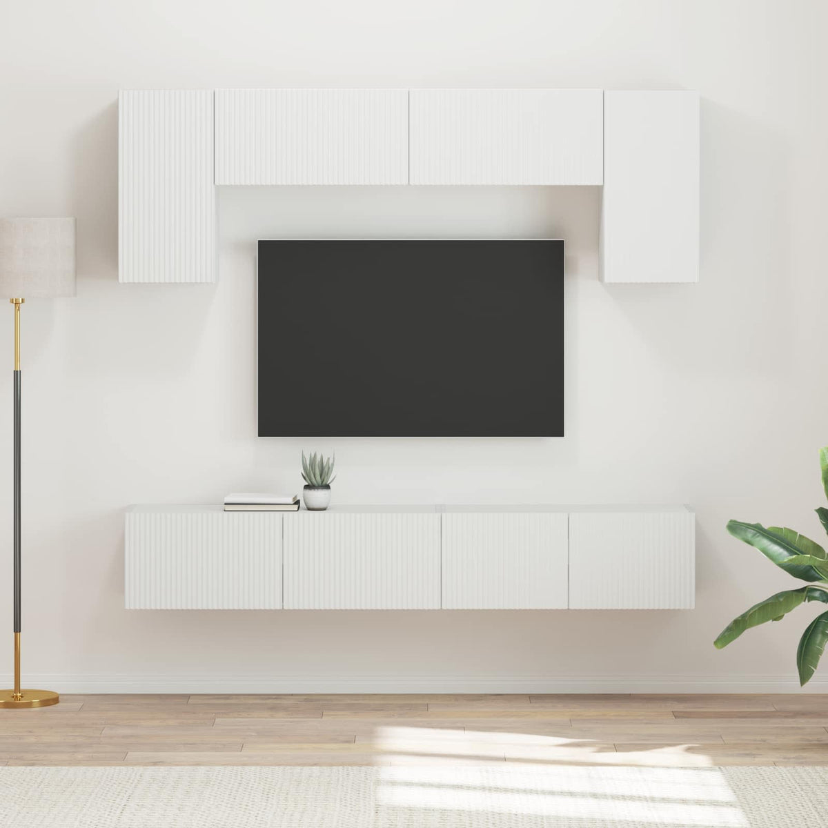 Set TV komoda Zidne 4 pcs Bijelo Konstruirano drvo
