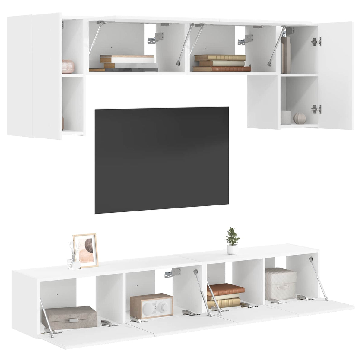 Set TV komoda Zidne 4 pcs Bijelo Konstruirano drvo