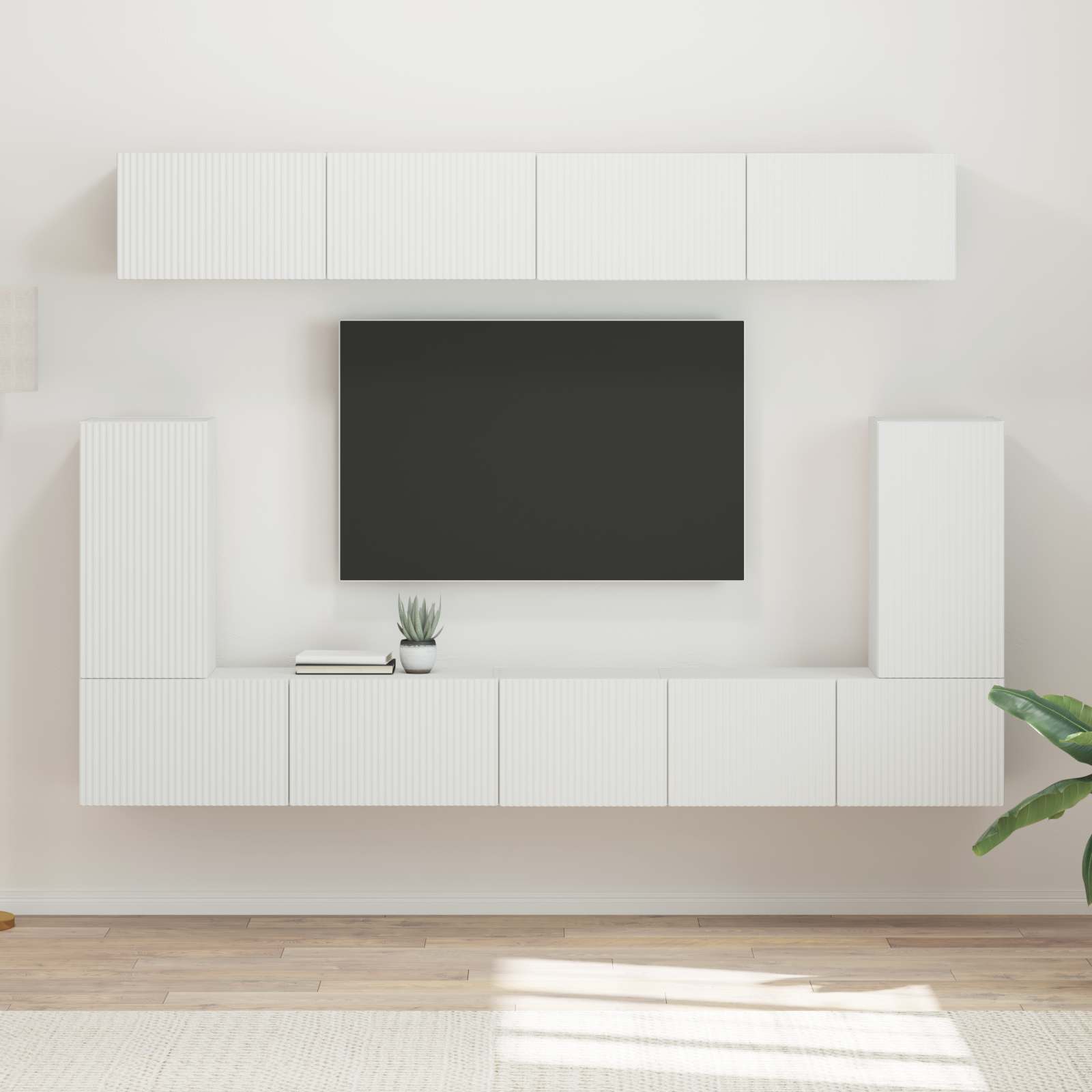 Set TV komoda Zidne 5 pcs Bijelo Konstruirano drvo