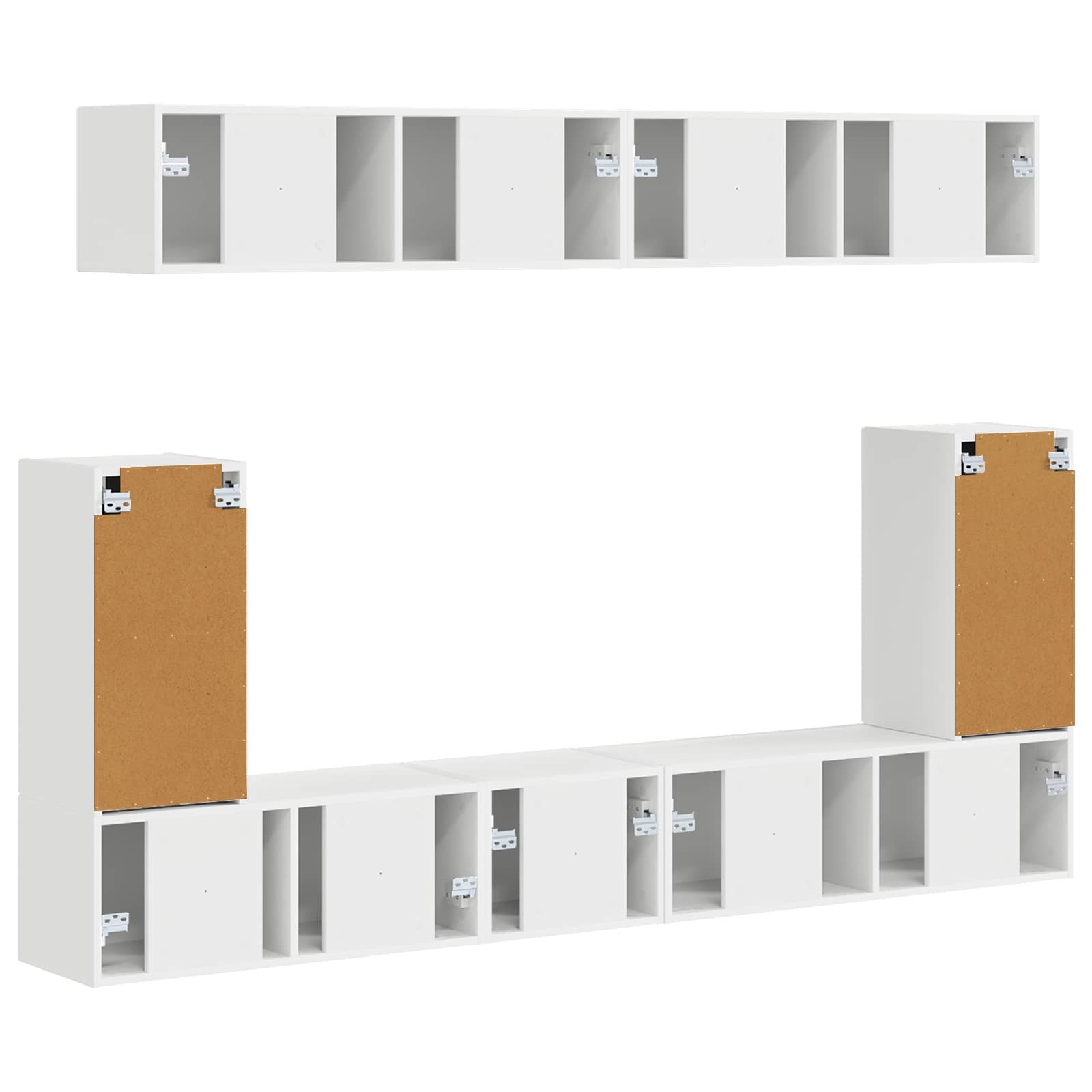 Set TV komoda Zidne 5 pcs Bijelo Konstruirano drvo