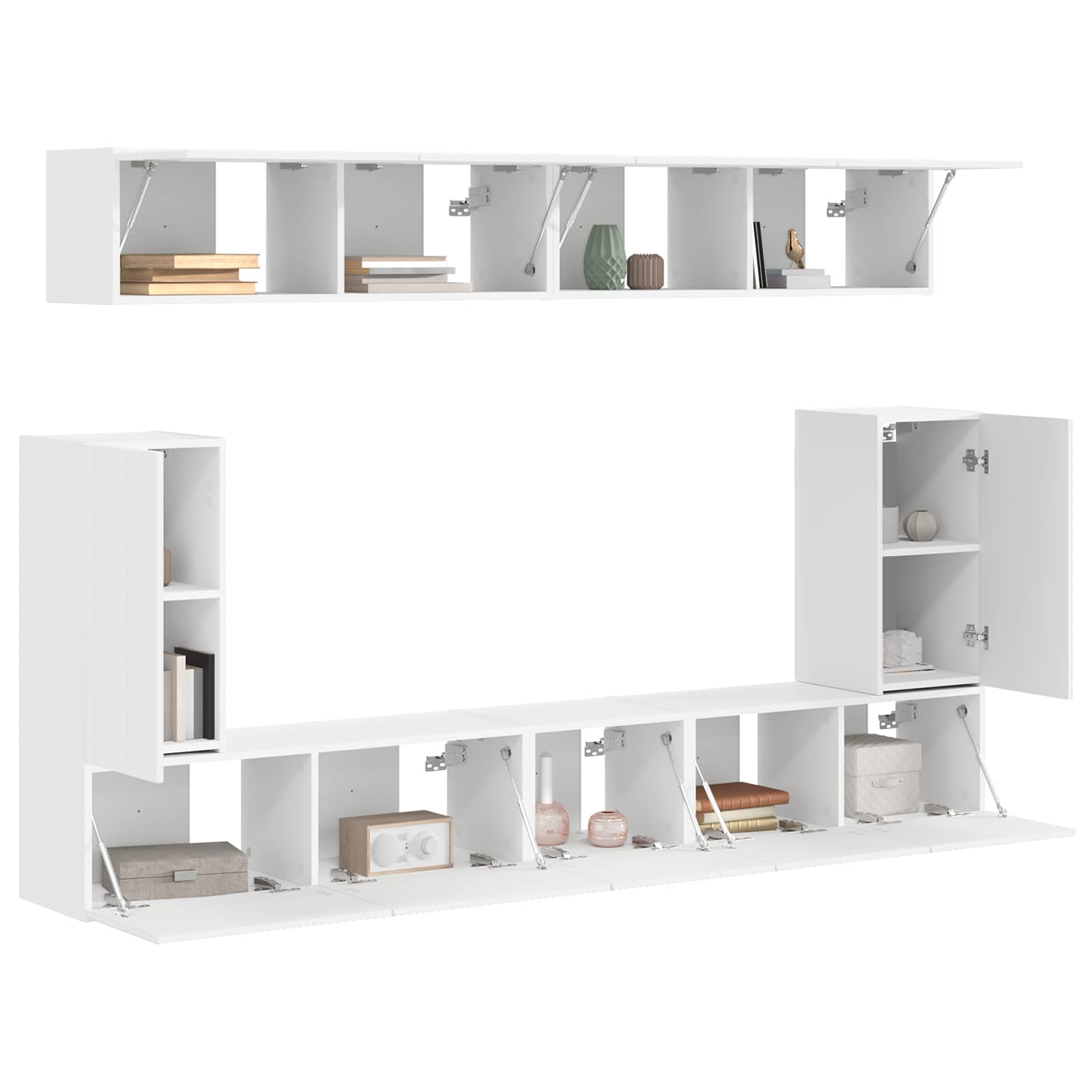 Set TV komoda Zidne 5 pcs Bijelo Konstruirano drvo