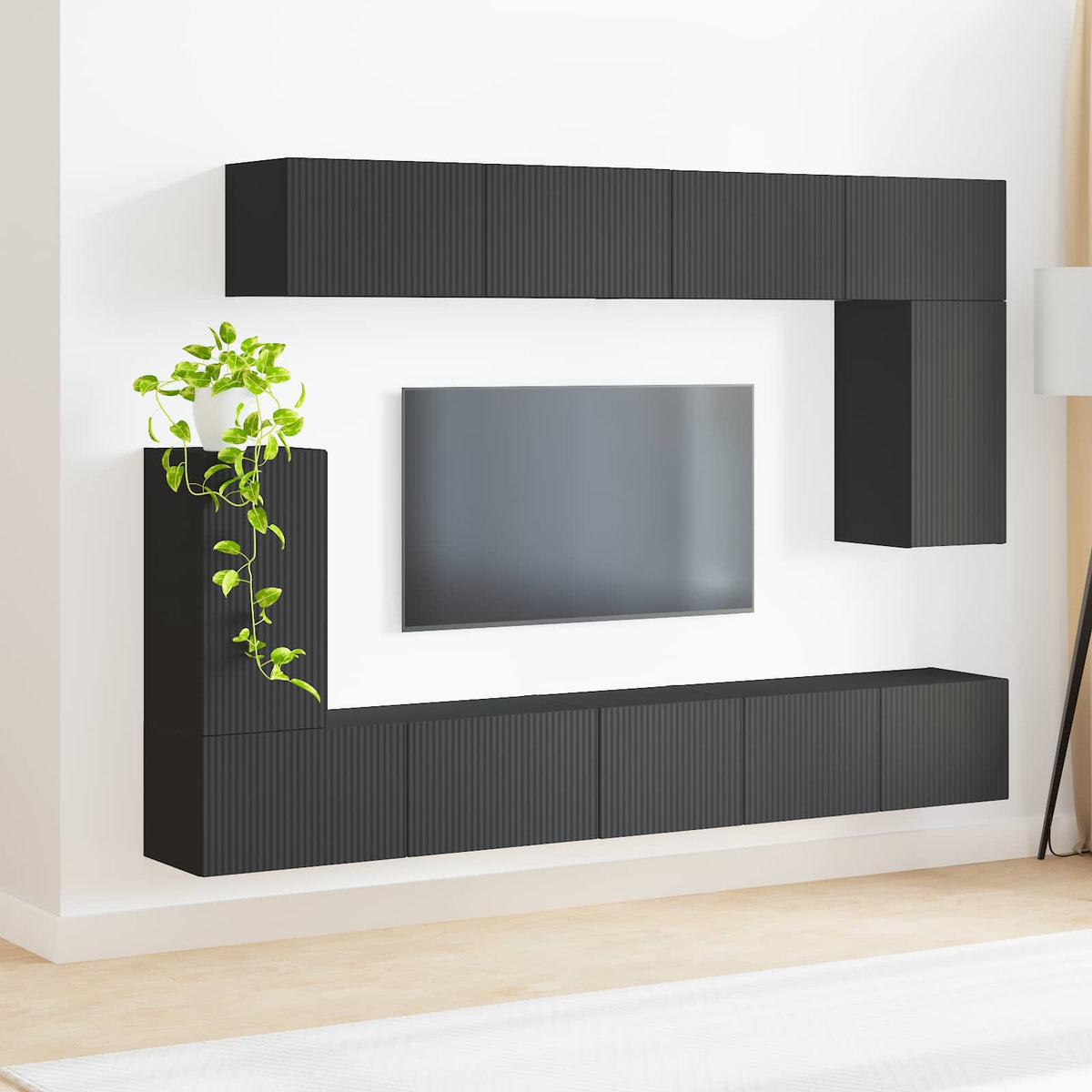 Set TV komoda 5 kom. Crna Konstruirano drvo