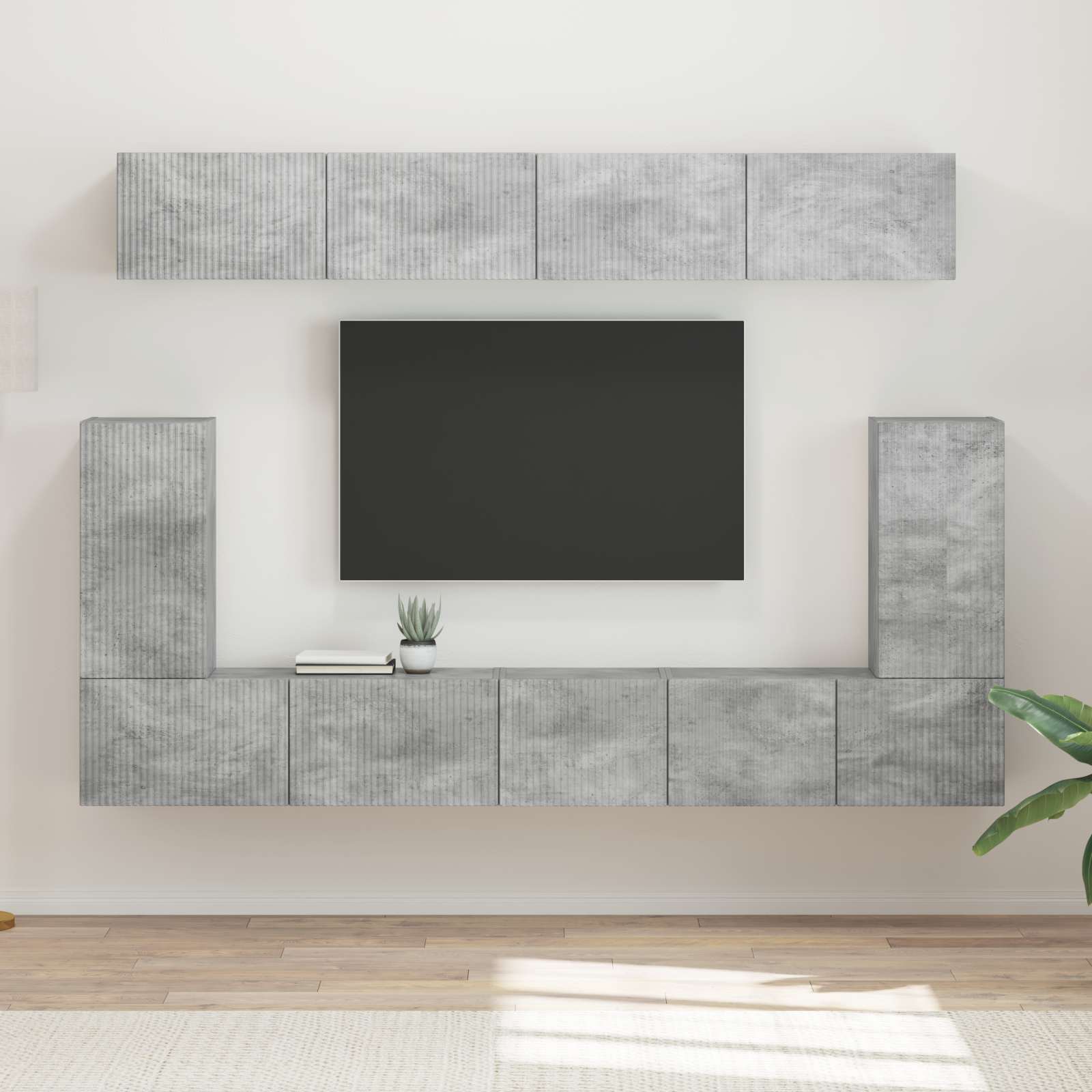 Set TV komoda Zidne 5 pcs Betonski sivi Konstruirano drvo