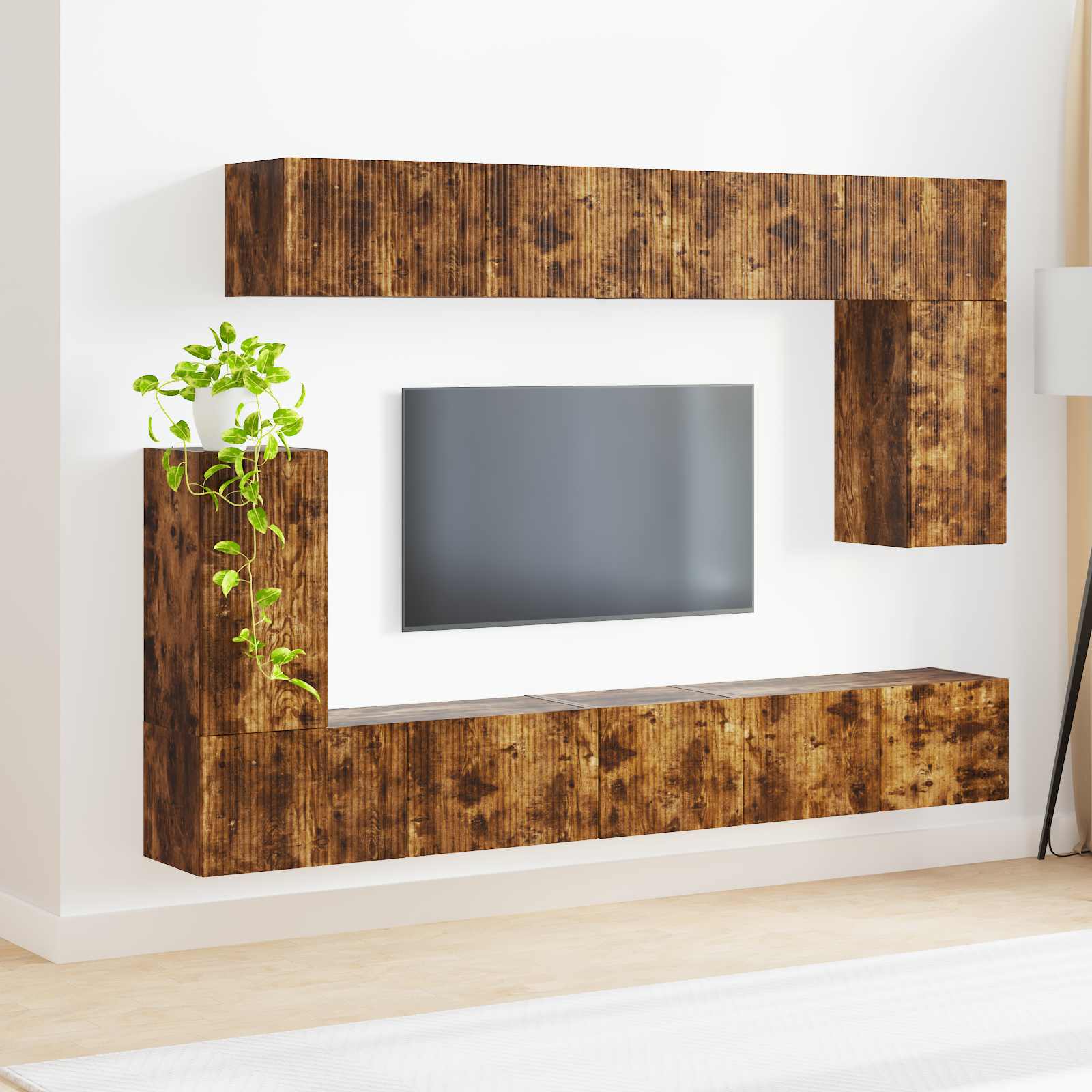 Set TV komoda Zidne 5 pcs Dimljeni hrast Konstruirano drvo