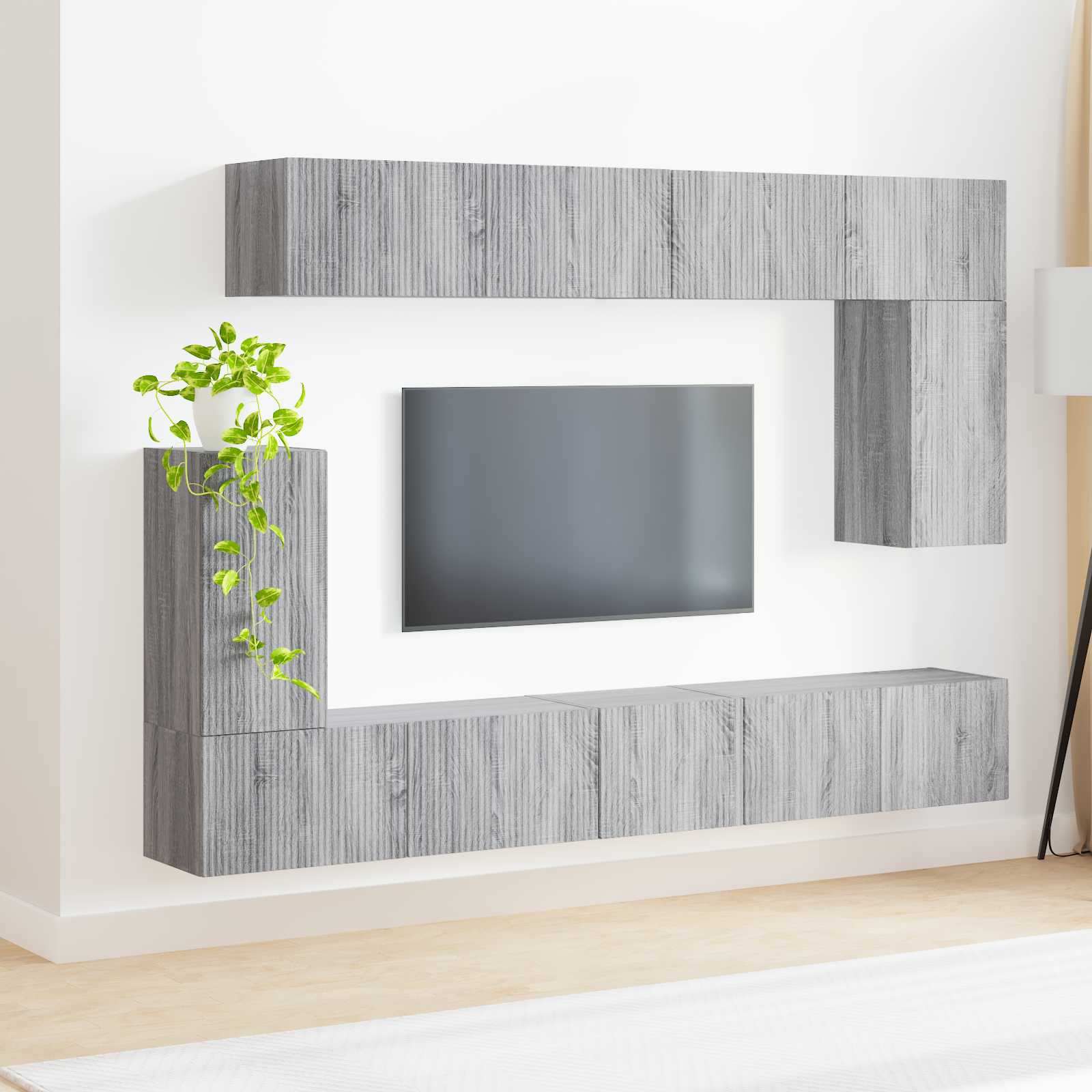 Set TV komoda Zidne 5 pcs Siva Sonoma Konstruirano drvo