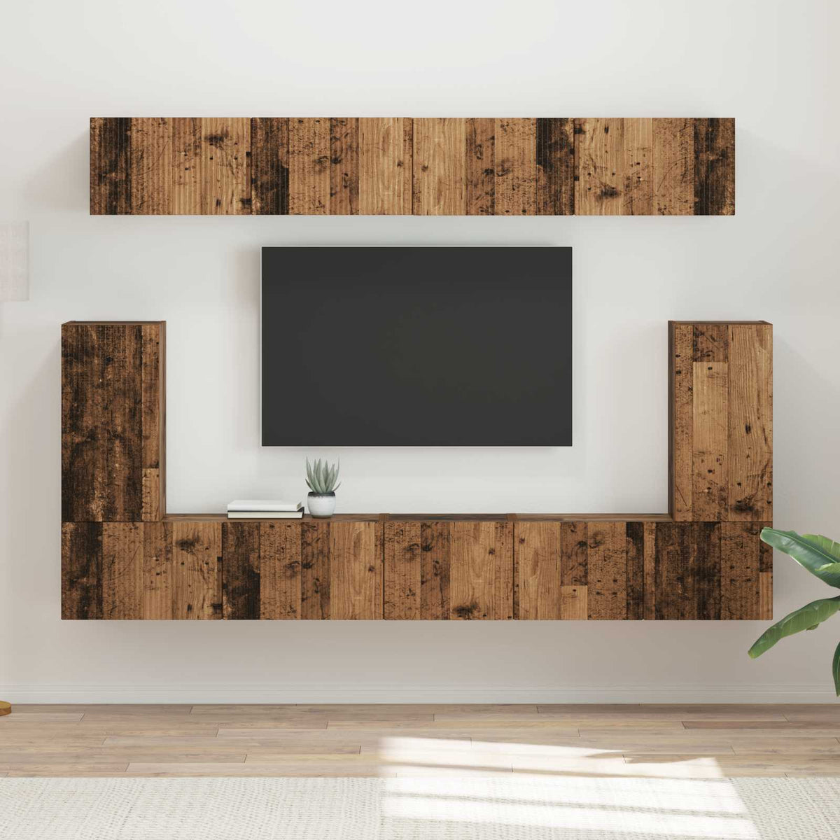Set TV komoda Zidne 5 pcs Staro drvo Konstruirano drvo