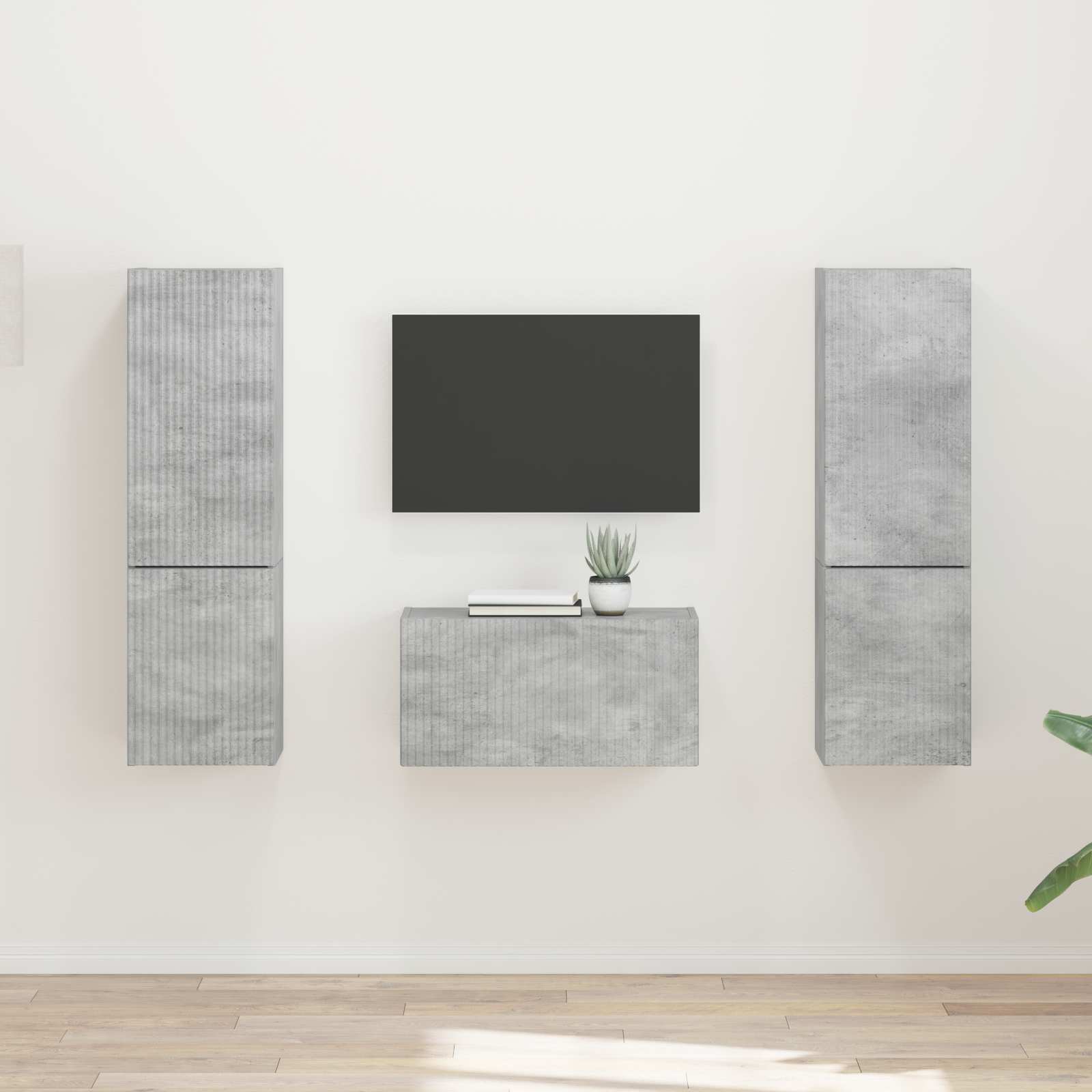Set TV komoda 5 pcs Betonski sivi Konstruirano drvo