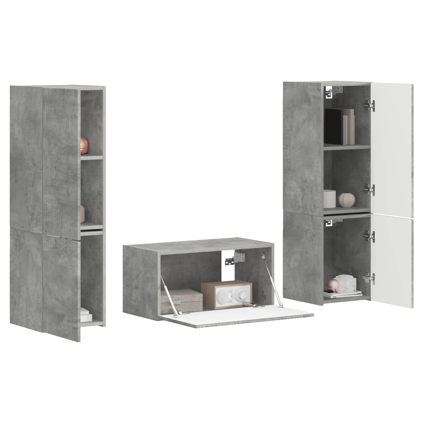 Set TV komoda 5 pcs Betonski sivi Konstruirano drvo