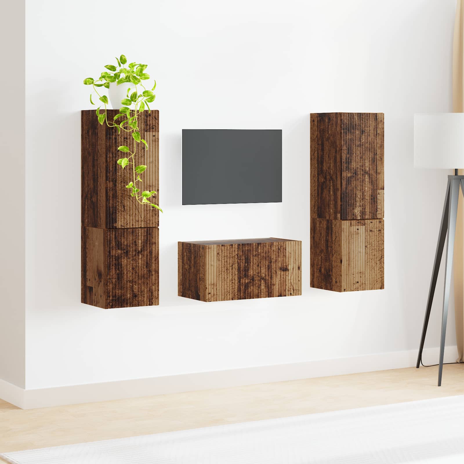 Set TV komoda 5 pcs Staro drvo Konstruirano drvo