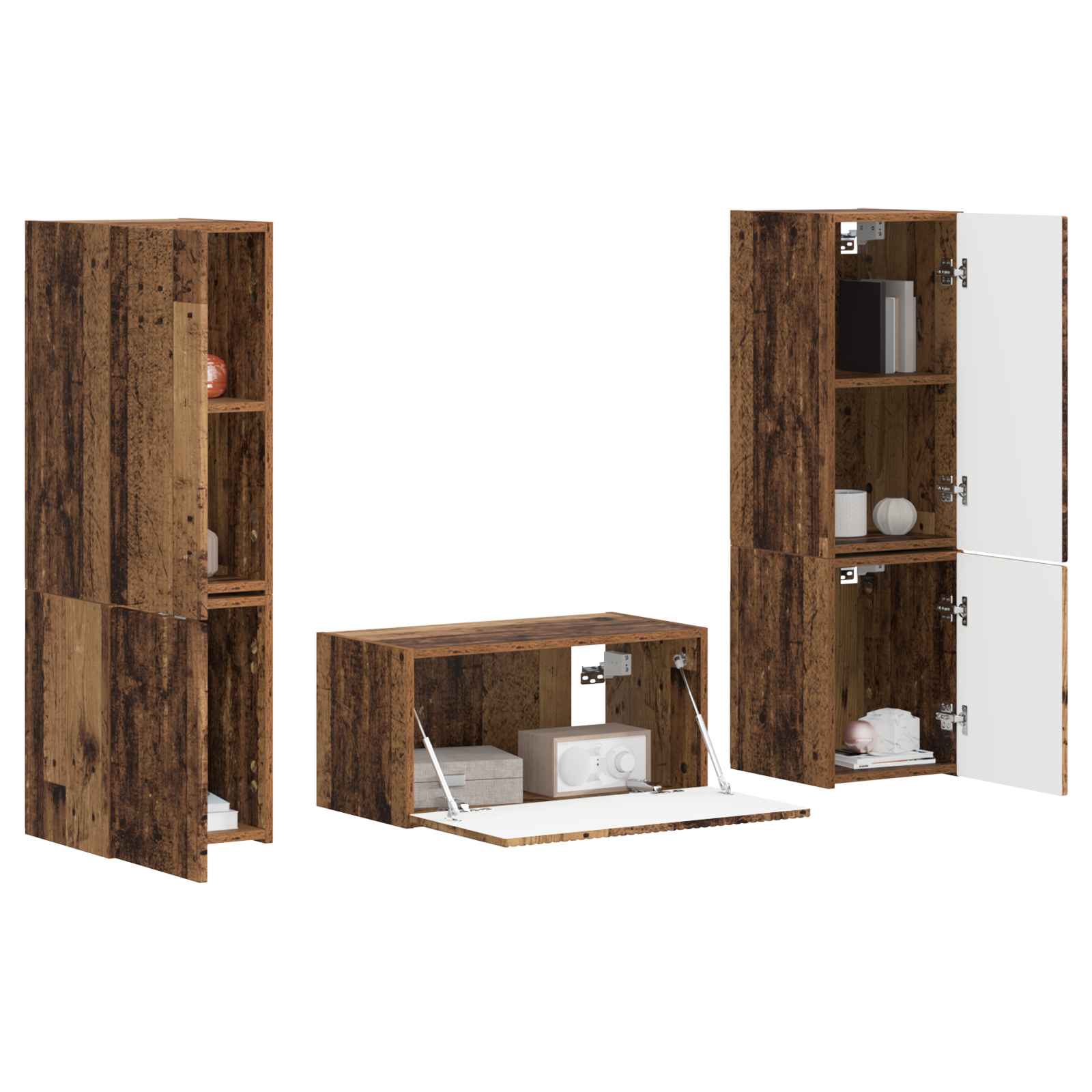 Set TV komoda 5 pcs Staro drvo Konstruirano drvo